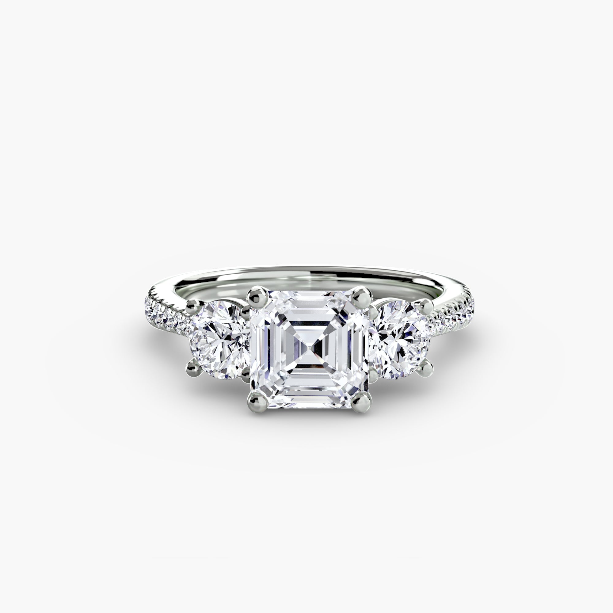 Der Drei Stein Ring mit Pavé Band