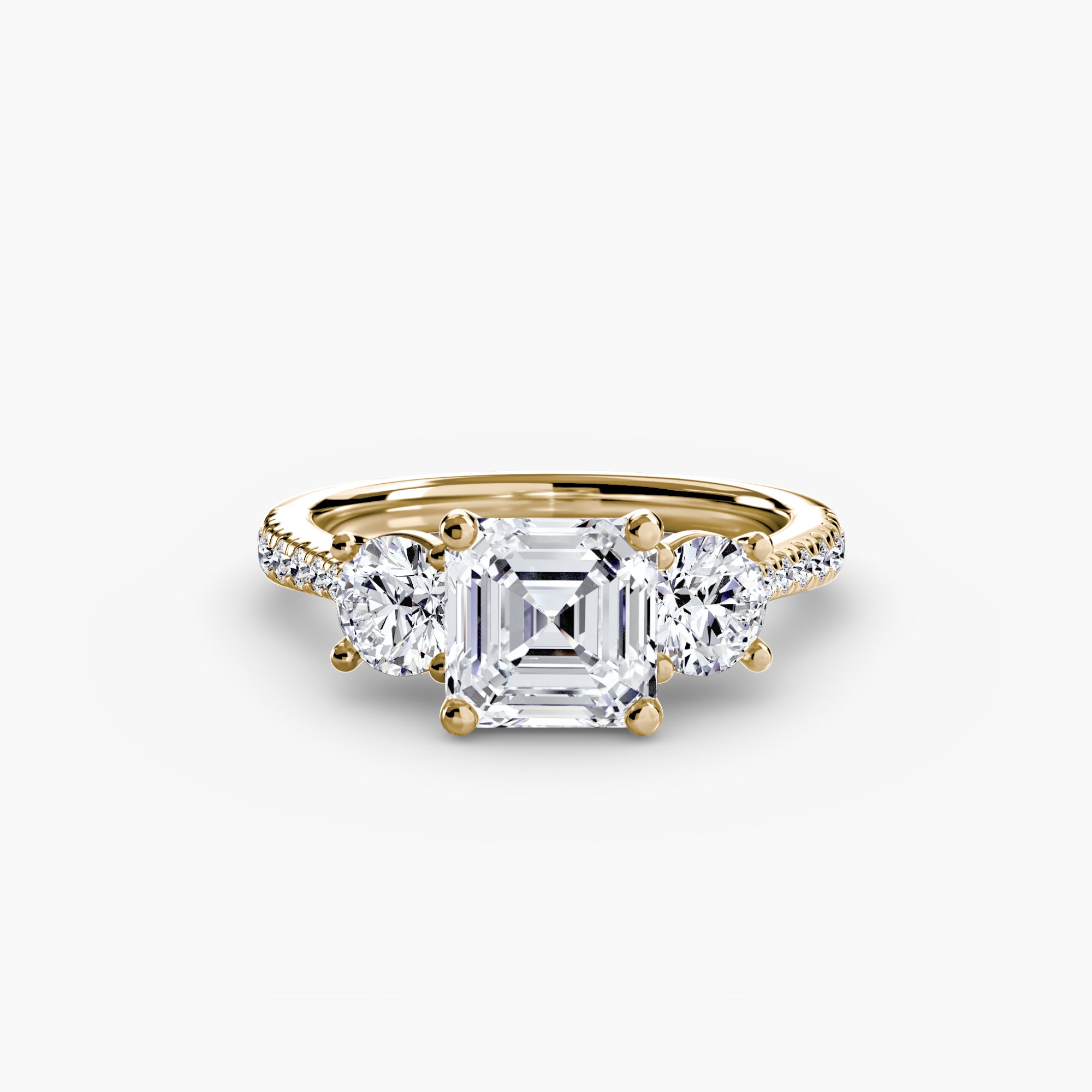 Der Drei Stein Ring mit Pavé Band