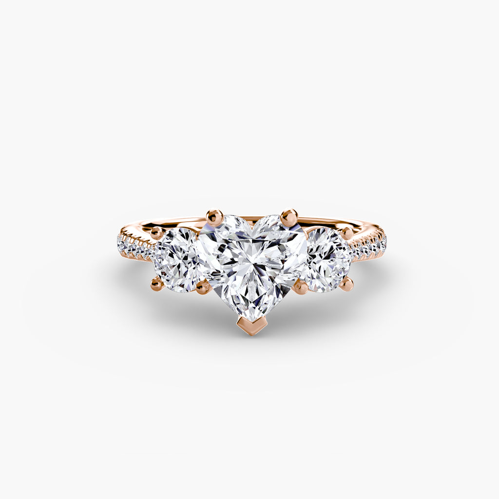 Der Drei Stein Ring mit Pavé Band
