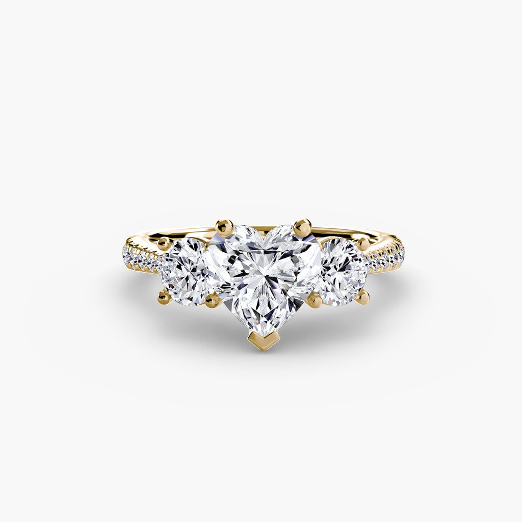 Der Drei Stein Ring mit Pavé Band