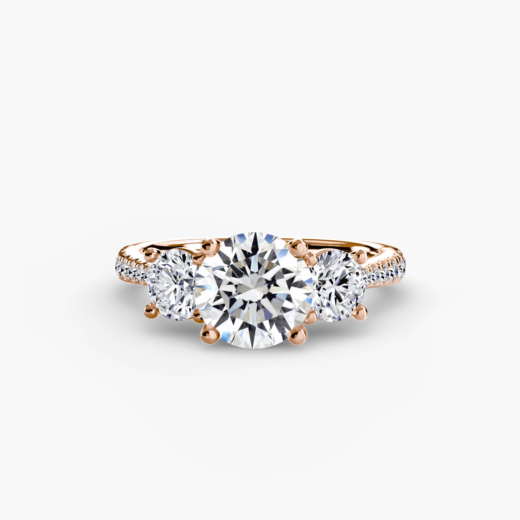 Der Drei Stein Ring mit Pavé Band
