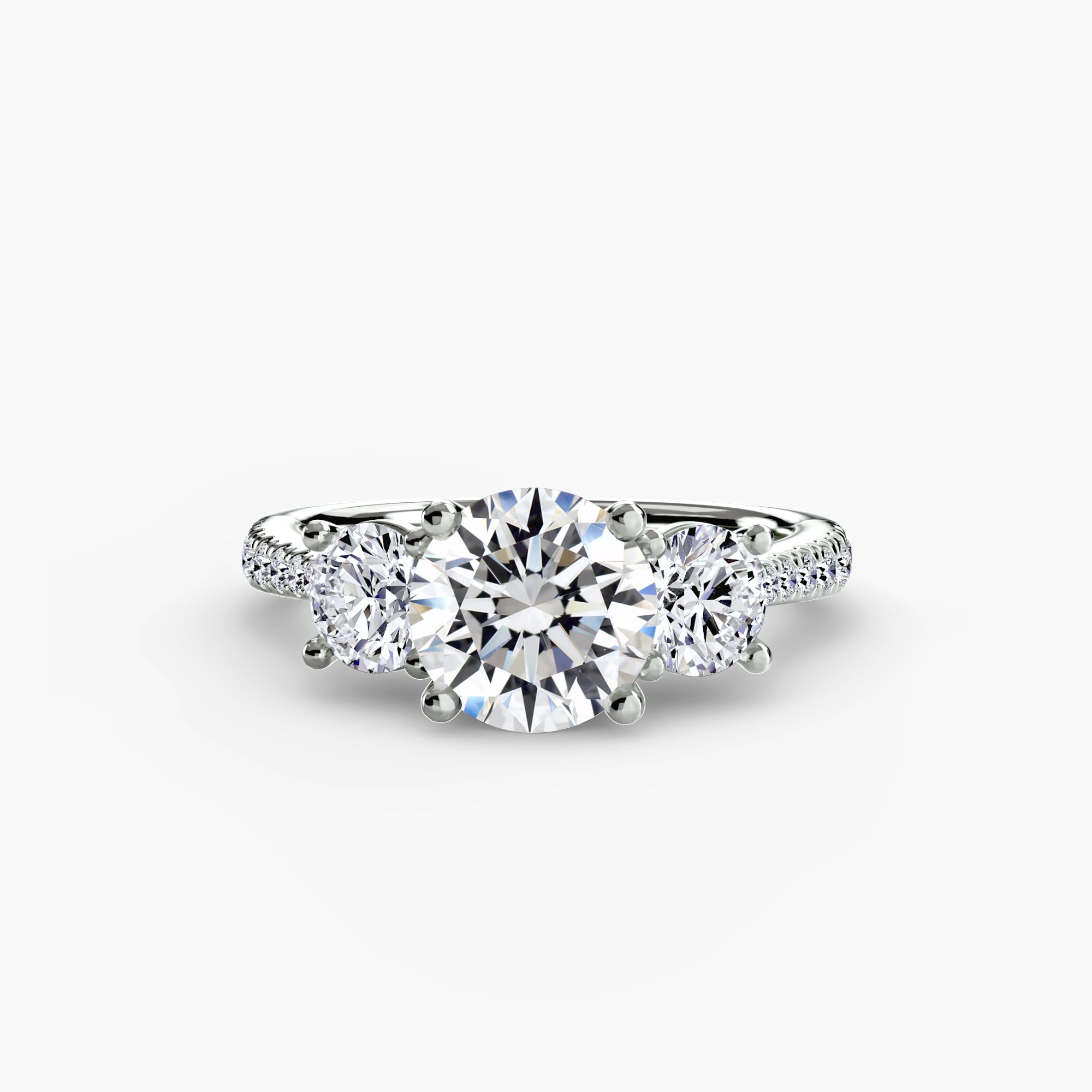 Der Drei Stein Ring mit Pavé Band
