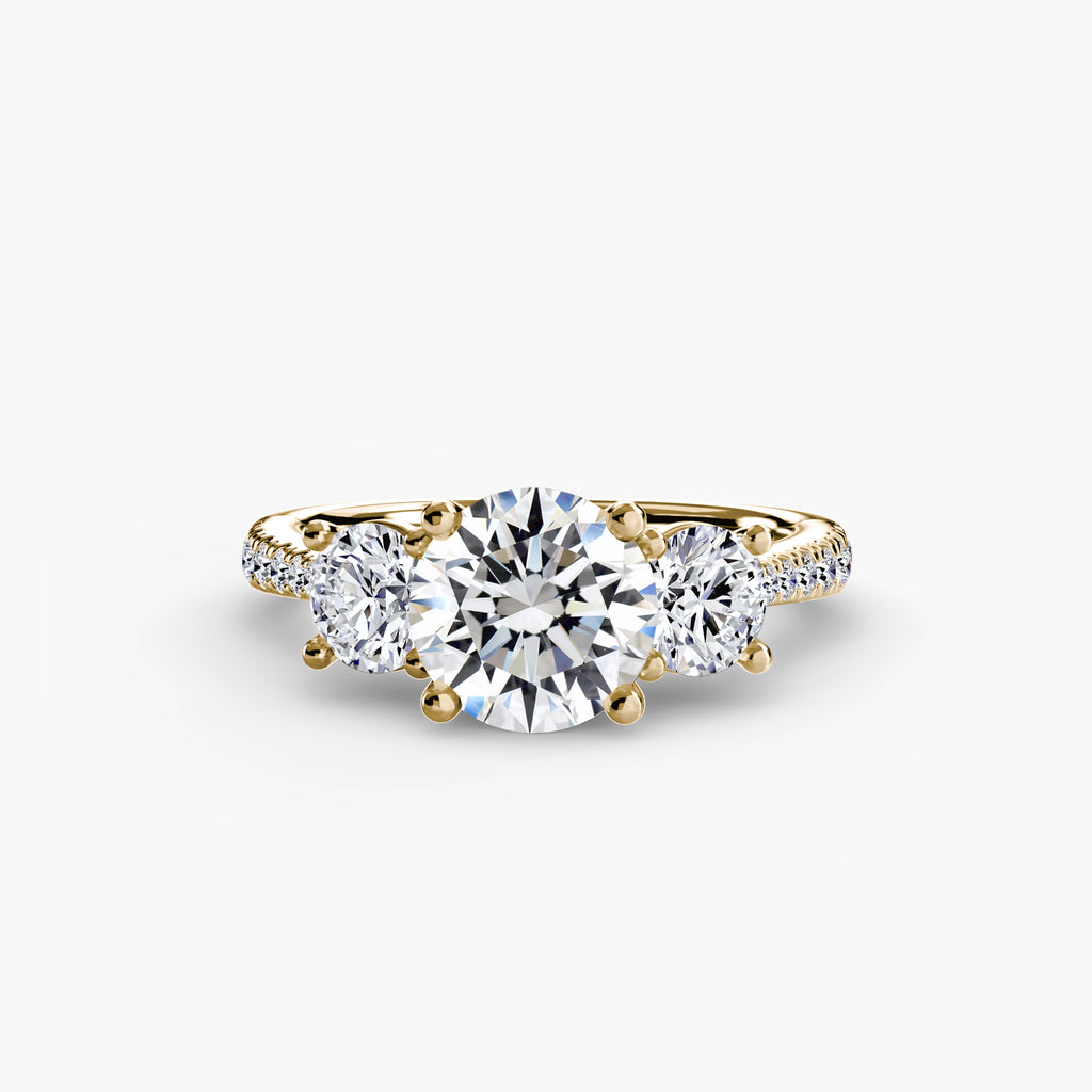 Der Drei Stein Ring mit Pavé Band