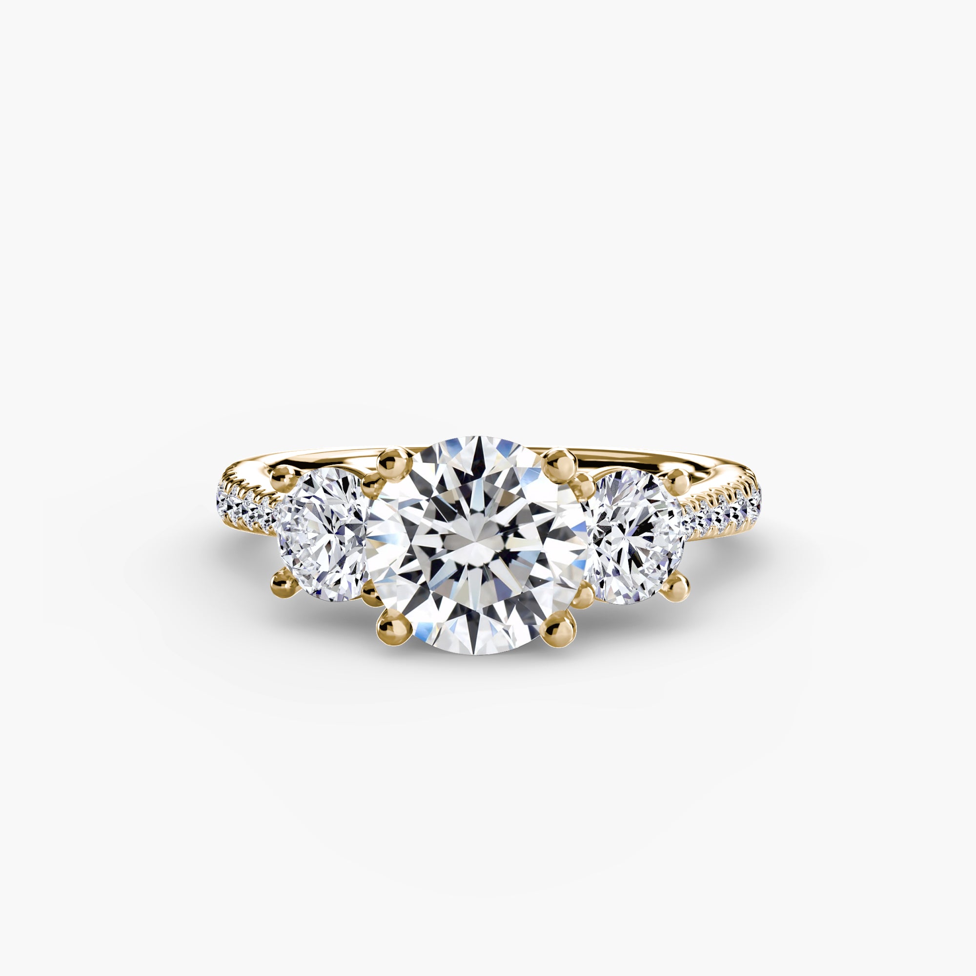 Der Drei Stein Ring mit Pavé Band