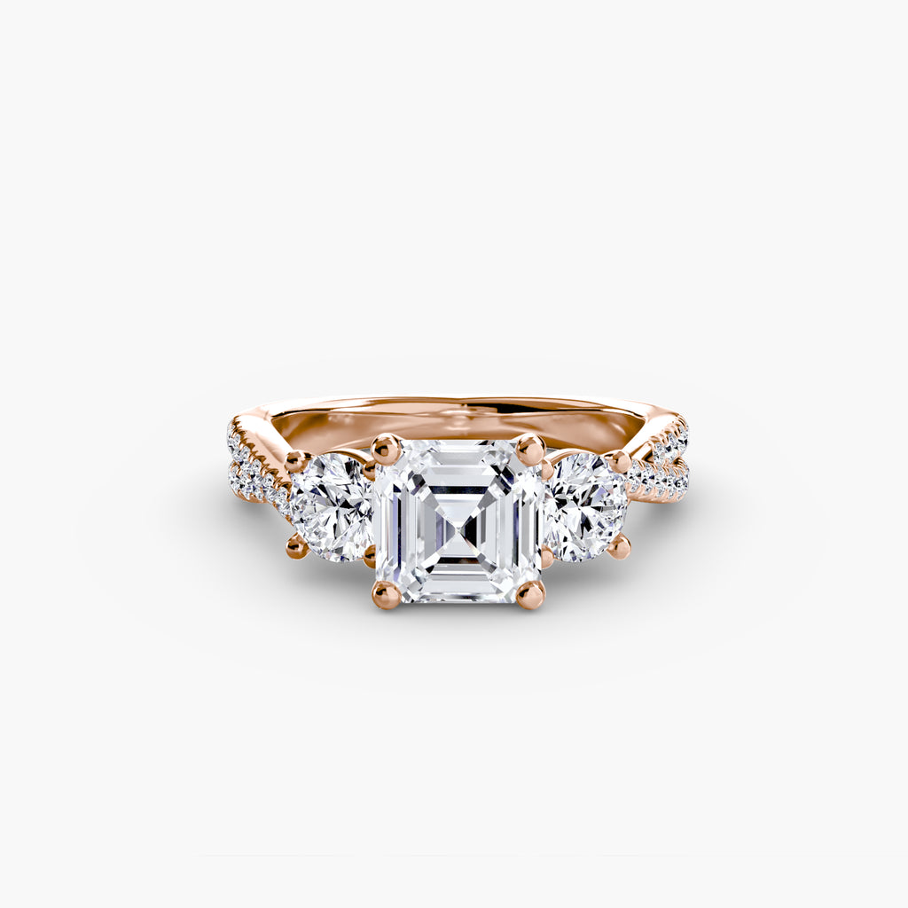 Der Drei Stein Ring mit Pavé Band 2