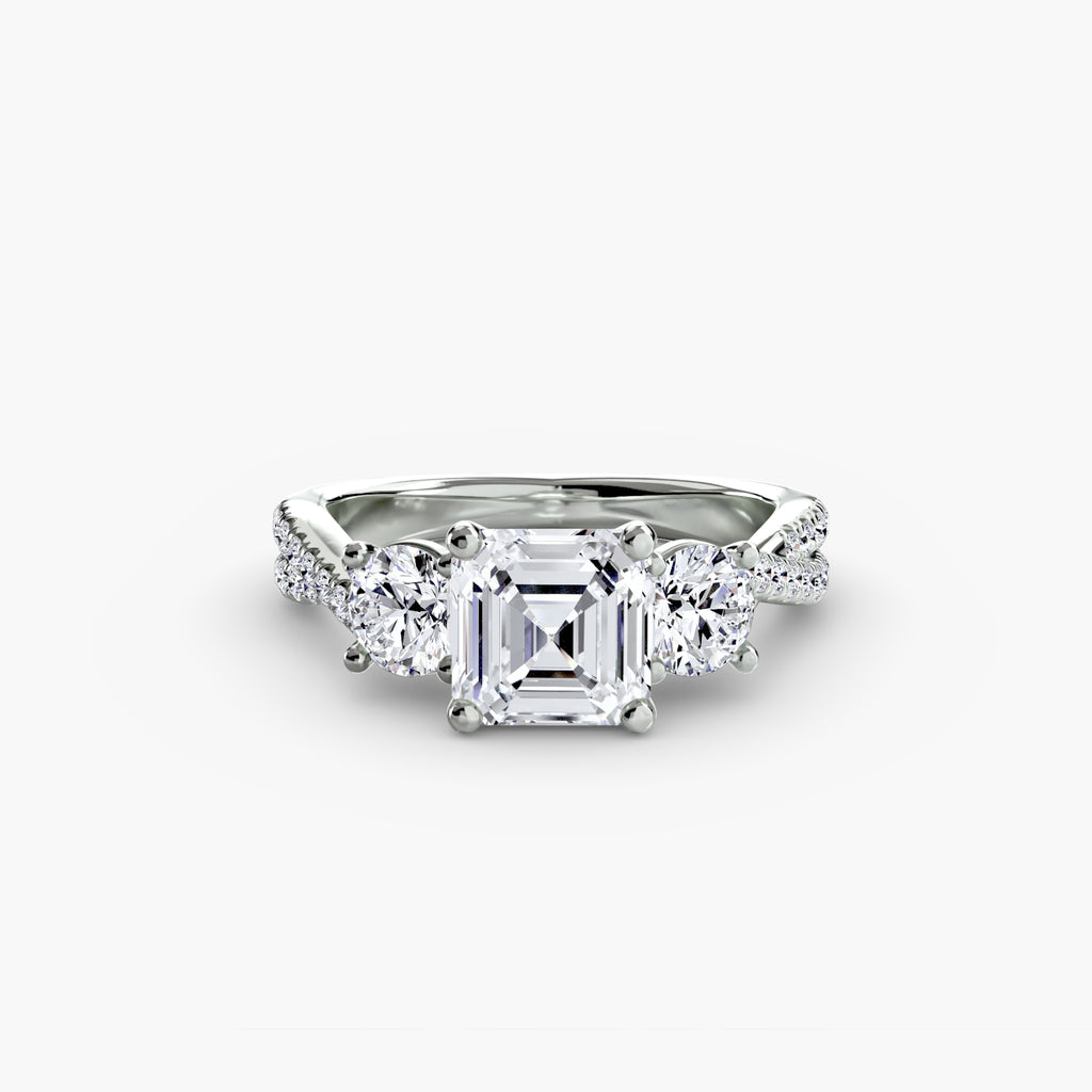 Der Drei Stein Ring mit Pavé Band 2