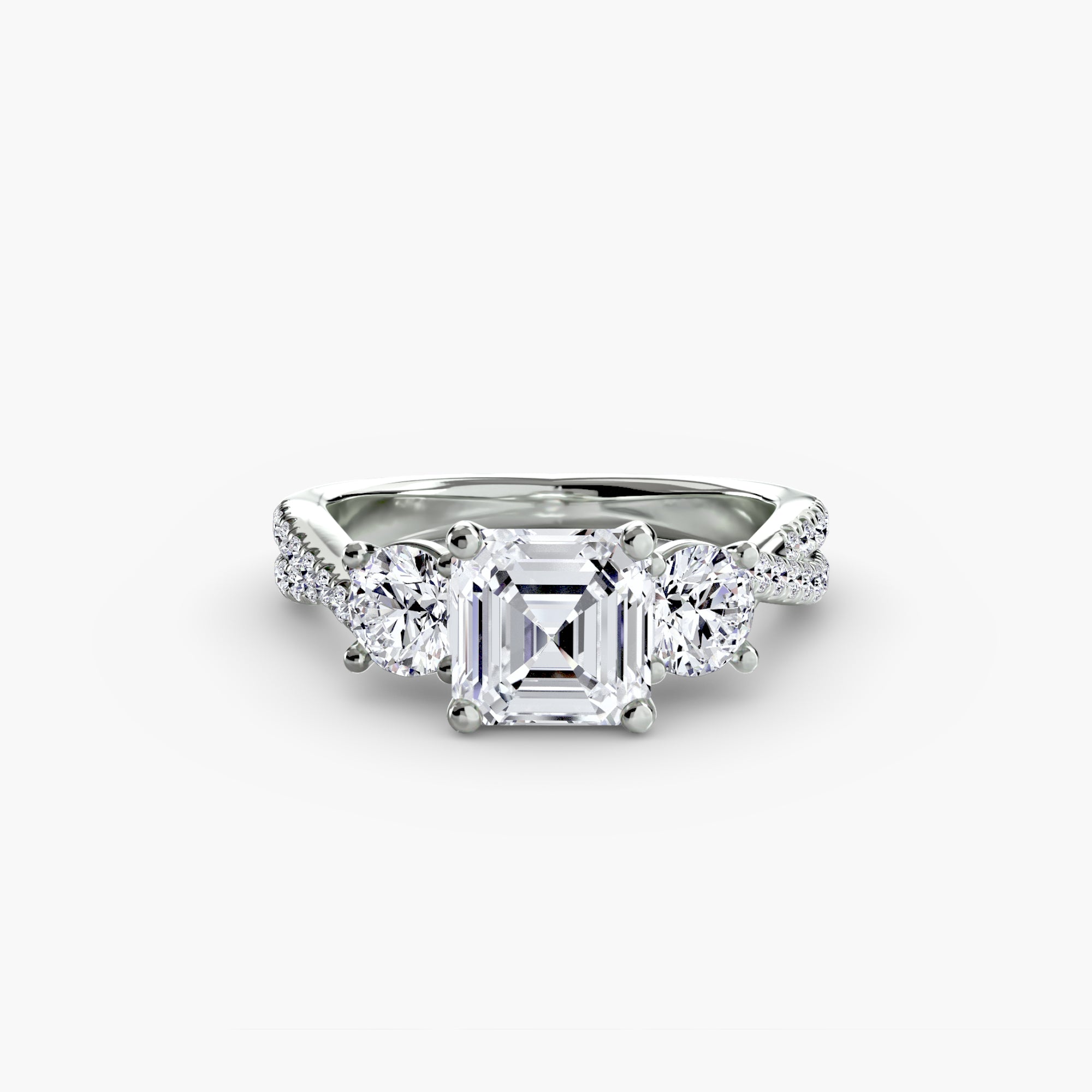 Der Drei Stein Ring mit Pavé Band 2