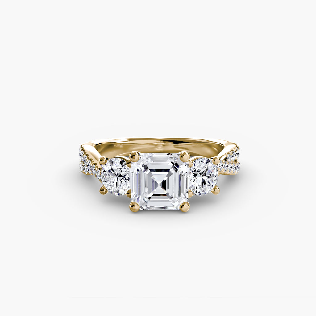 Der Drei Stein Ring mit Pavé Band 2
