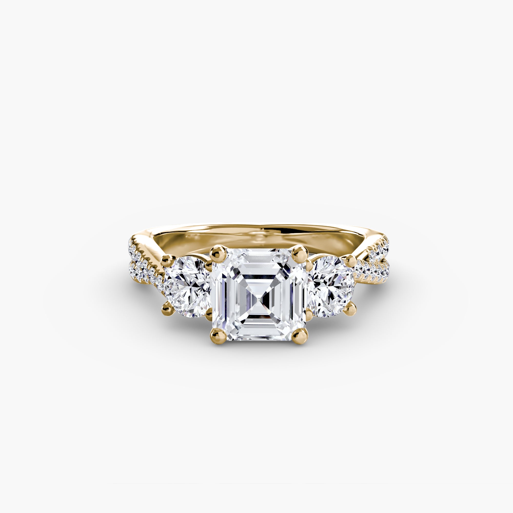 Der Drei Stein Ring mit Pavé Band 2
