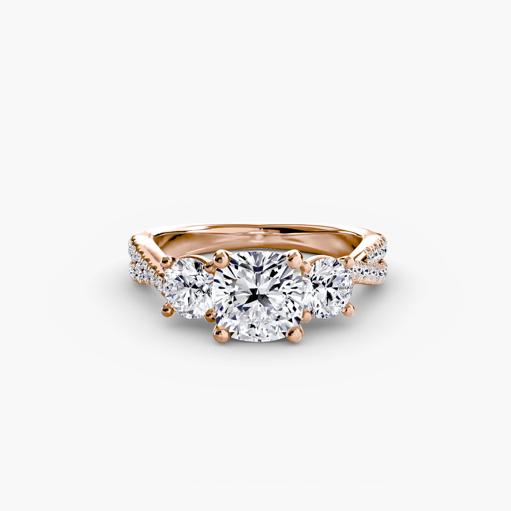 Der Drei Stein Ring mit Pavé Band 2
