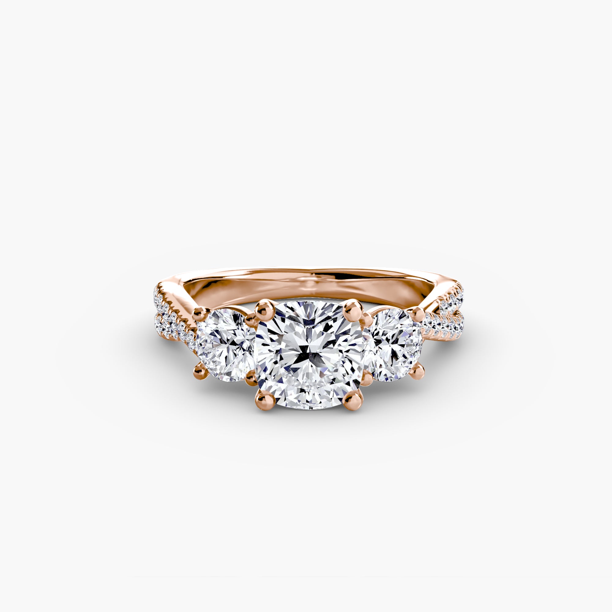 Der Drei Stein Ring mit Pavé Band 2