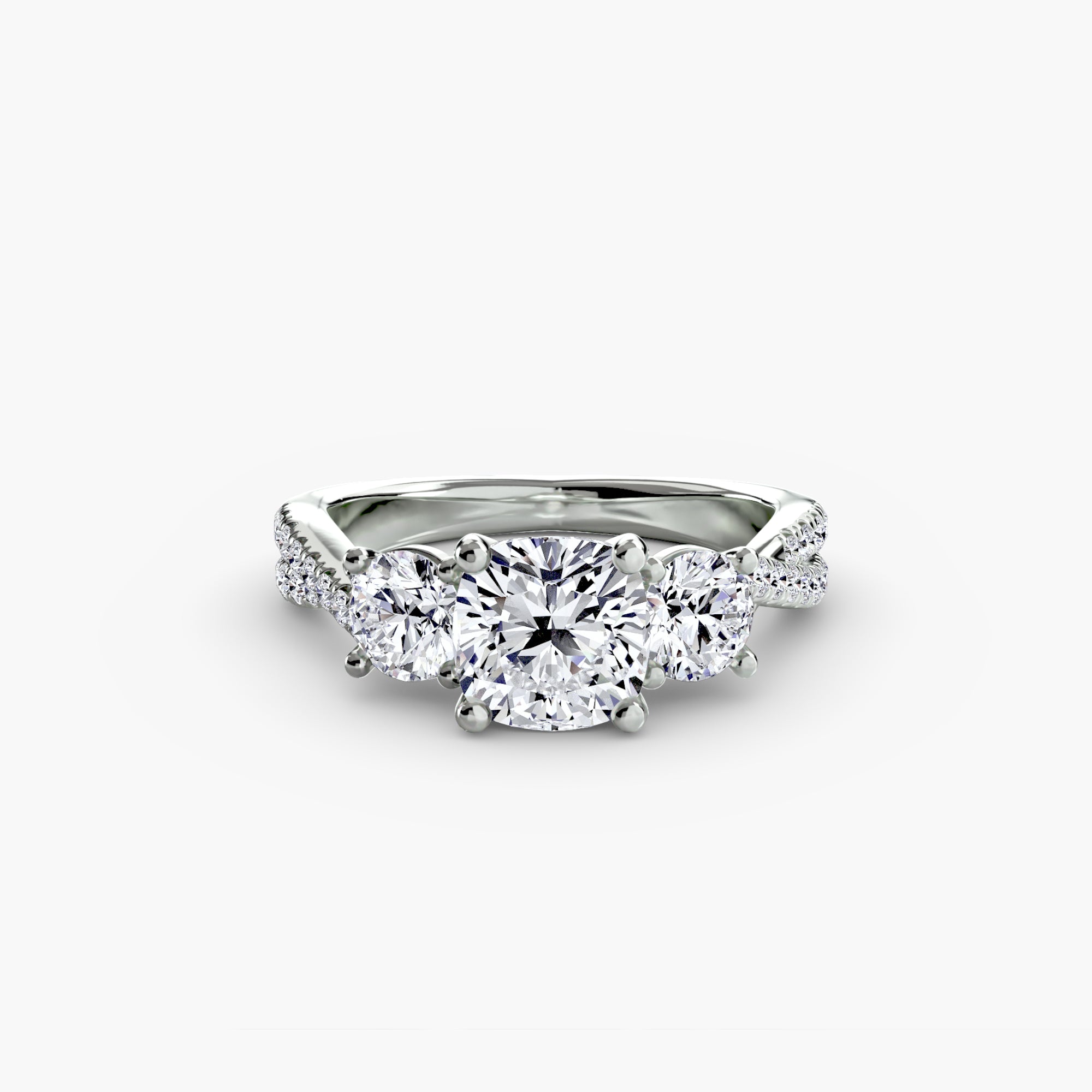 Der Drei Stein Ring mit Pavé Band 2
