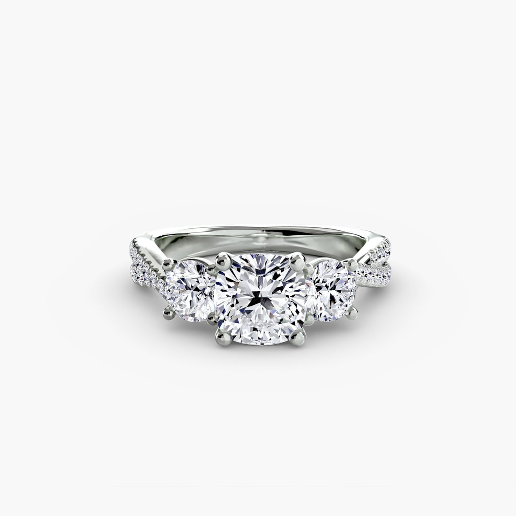 Der Drei Stein Ring mit Pavé Band 2