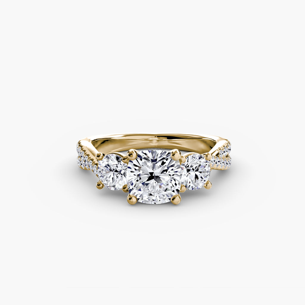 Der Drei Stein Ring mit Pavé Band 2