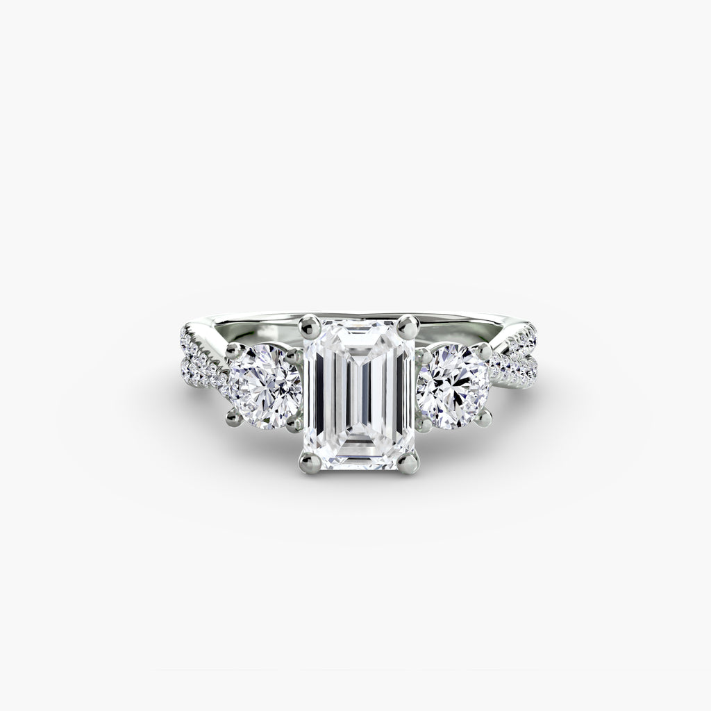 Der Drei Stein Ring mit Pavé Band 2