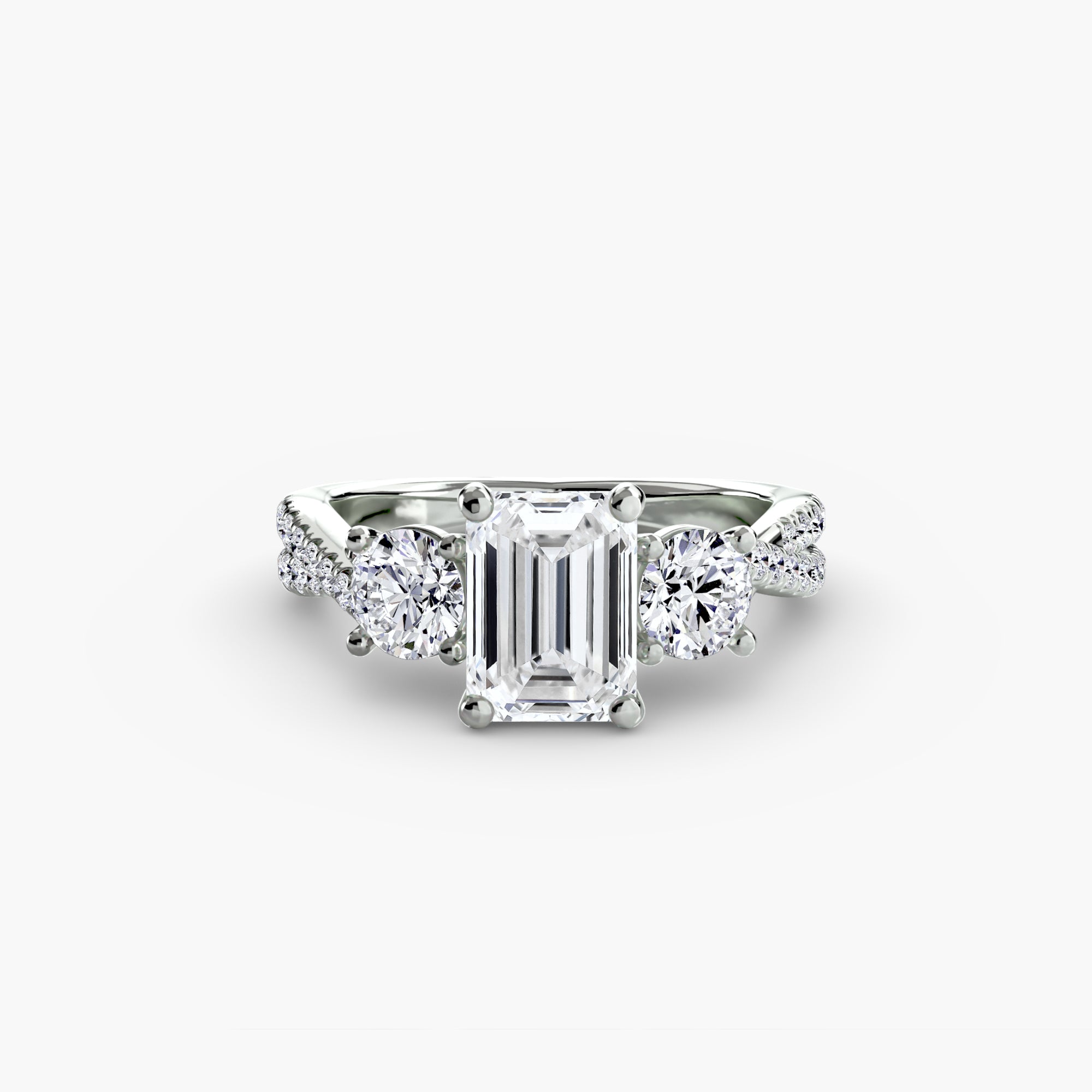Der Drei Stein Ring mit Pavé Band 2