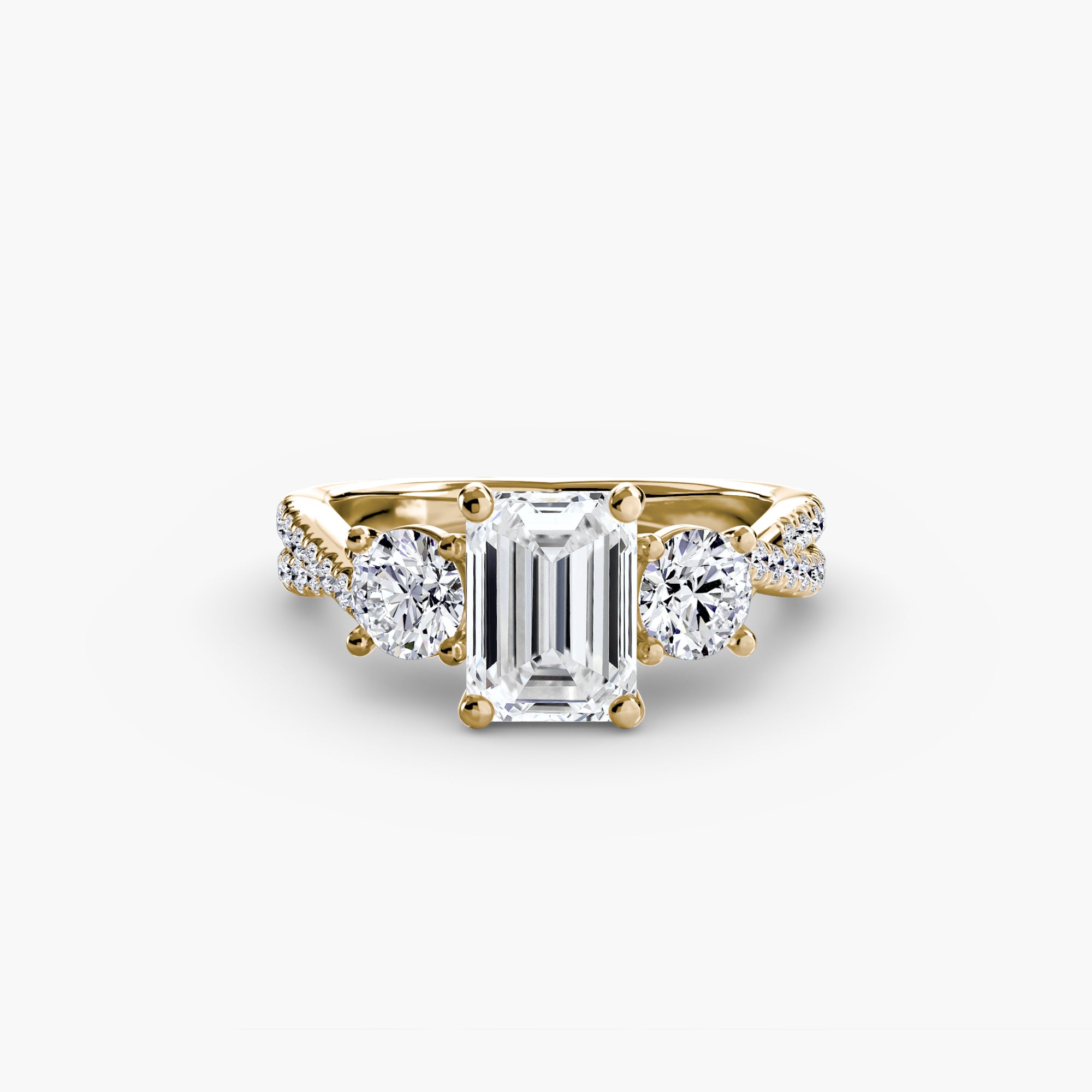 Der Drei Stein Ring mit Pavé Band 2