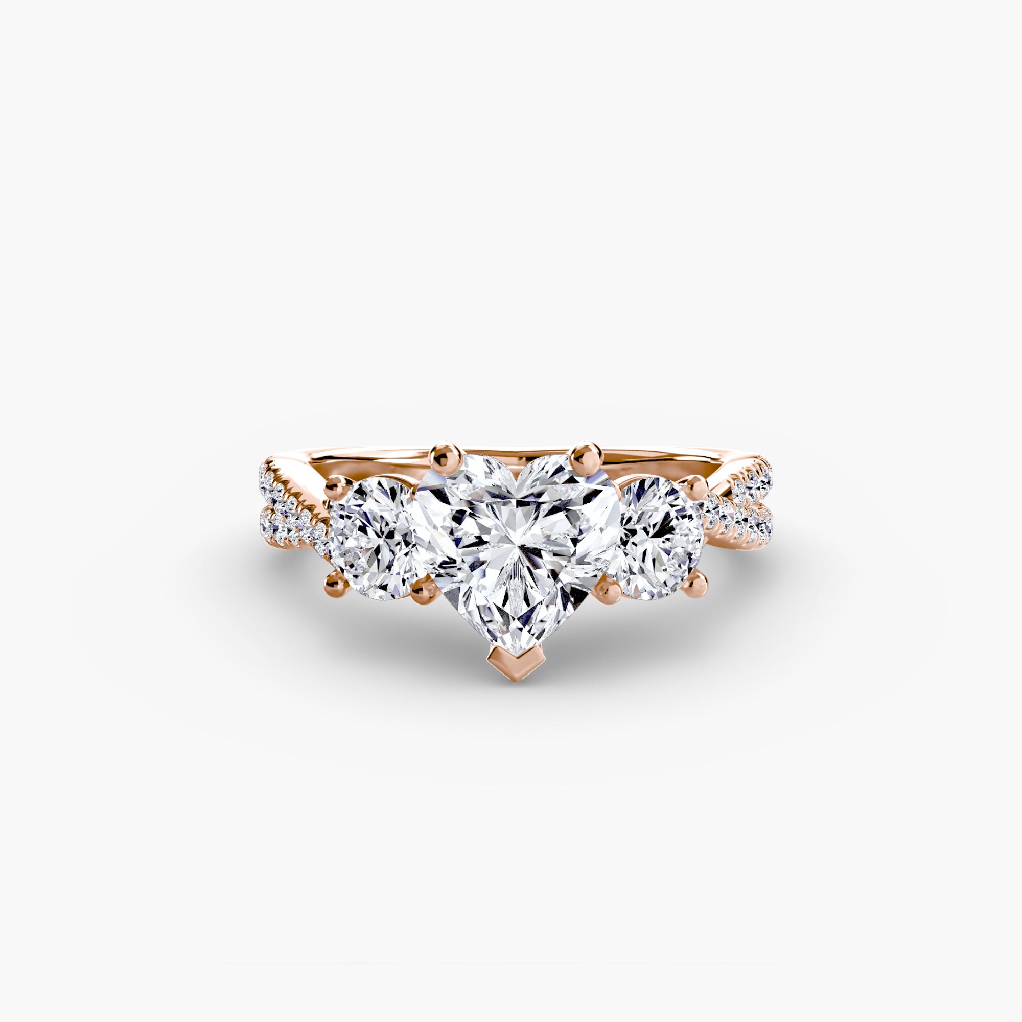 Der Drei Stein Ring mit Pavé Band 2