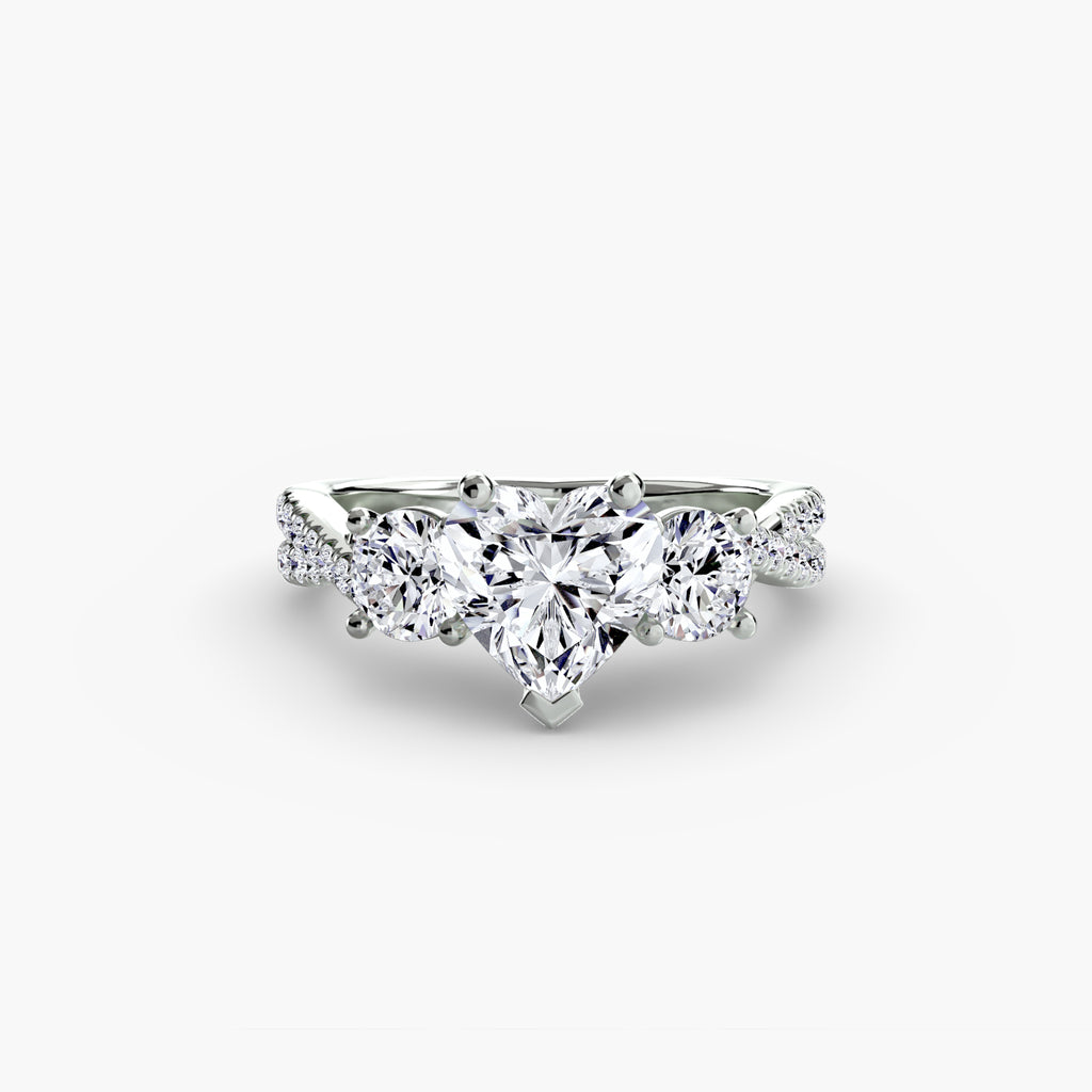Der Drei Stein Ring mit Pavé Band 2