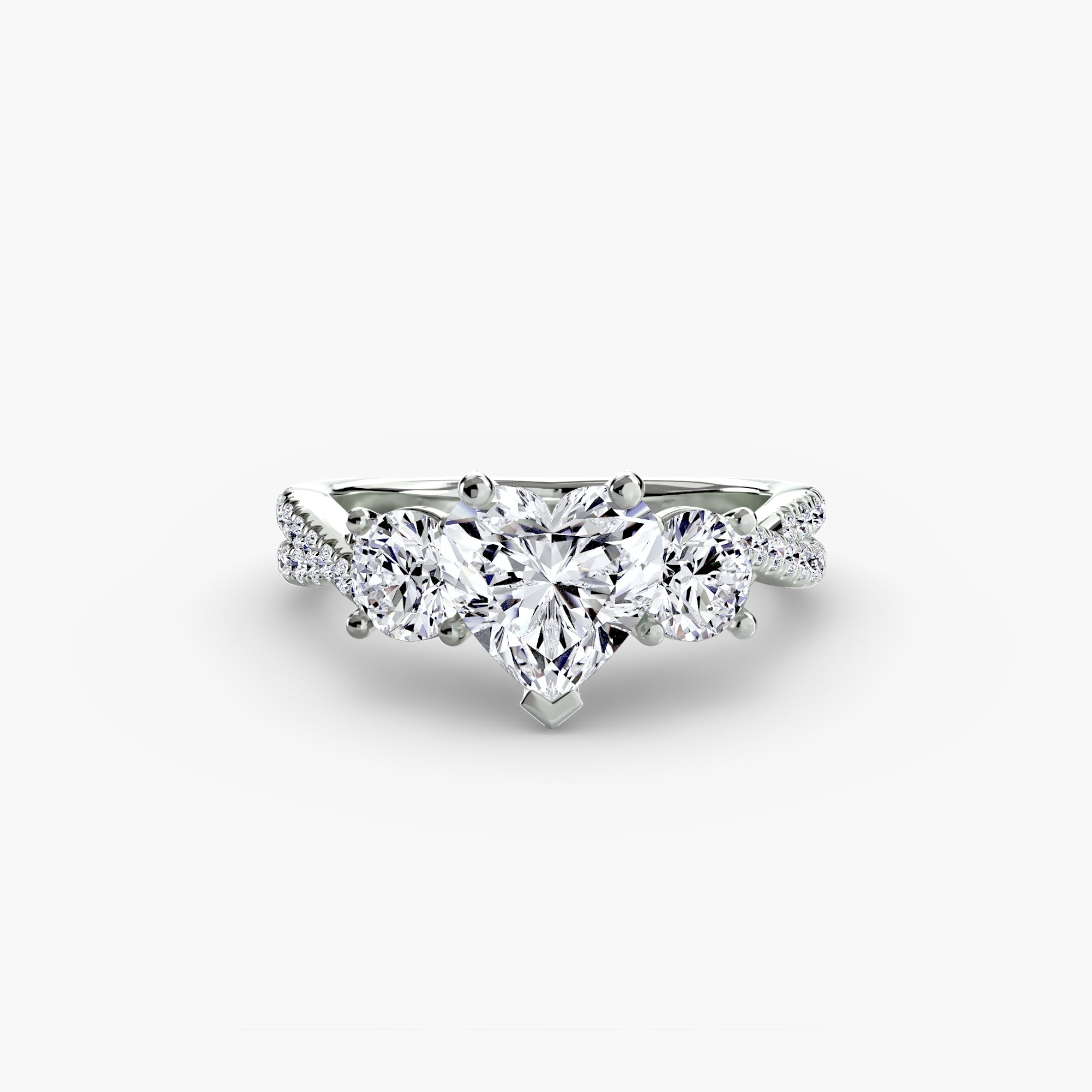 Der Drei Stein Ring mit Pavé Band 2