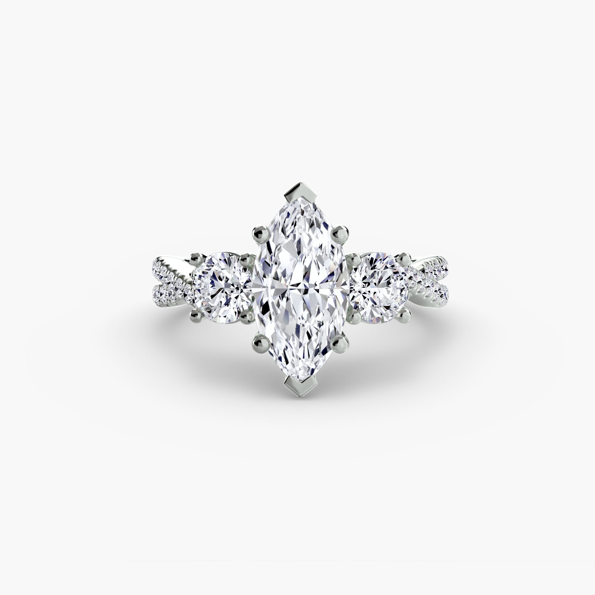 Der Drei Stein Ring mit Pavé Band 2
