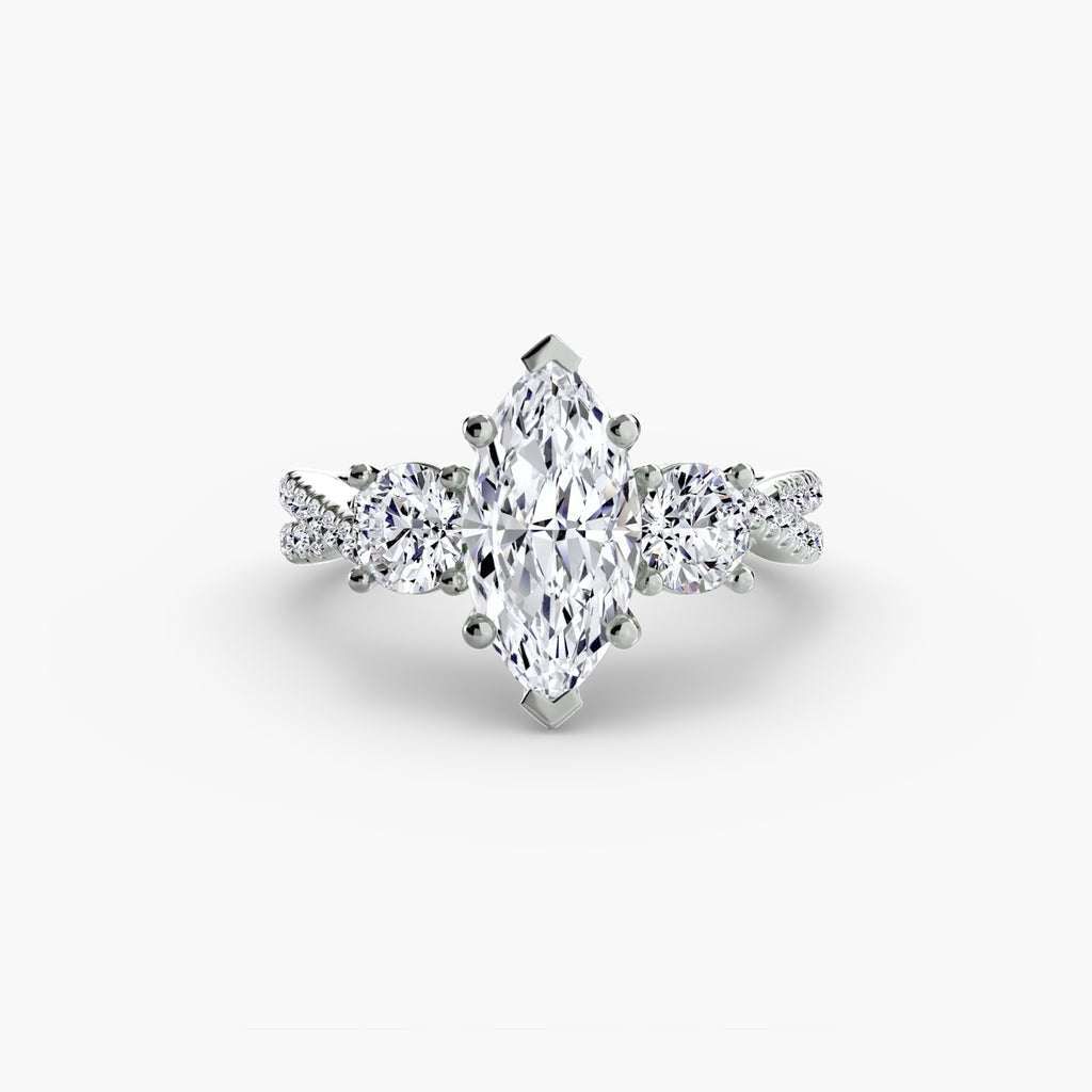 Der Drei Stein Ring mit Pavé Band 2