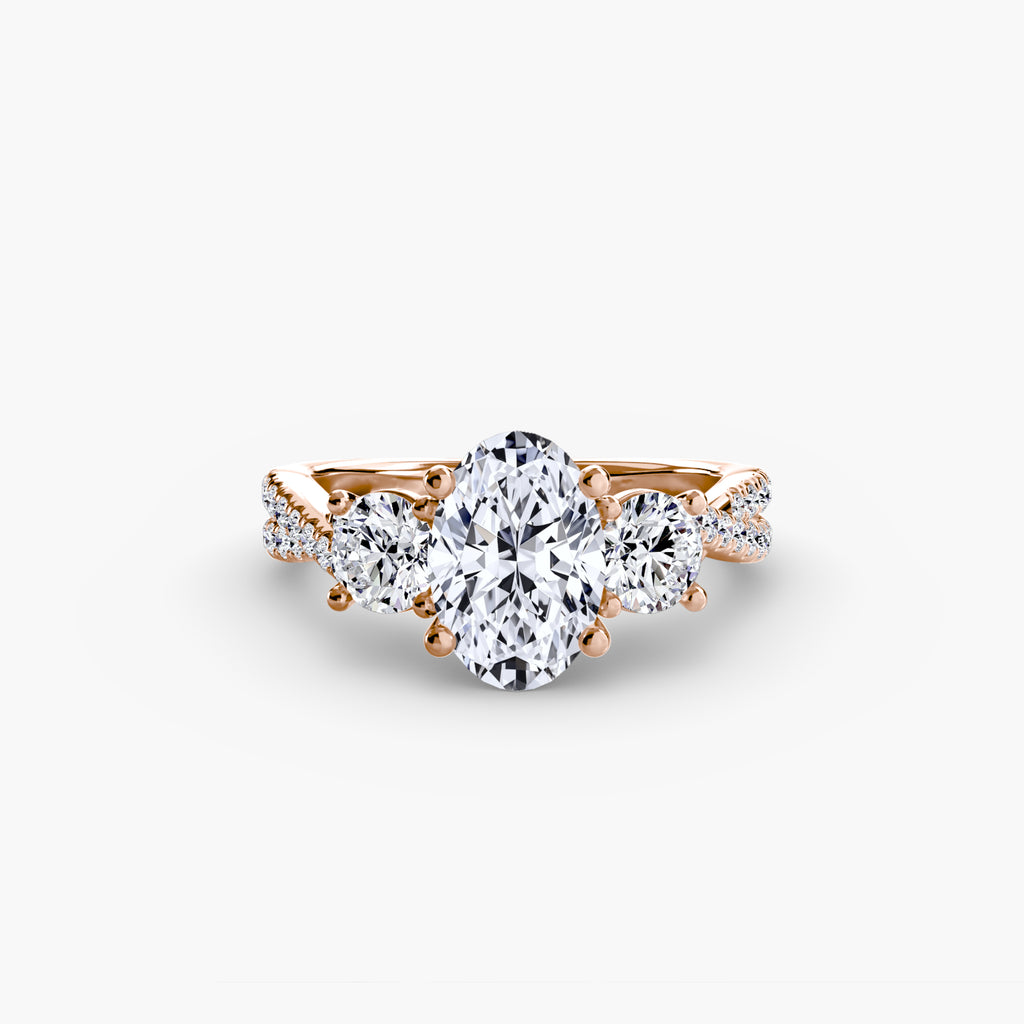 Der Drei Stein Ring mit Pavé Band 2