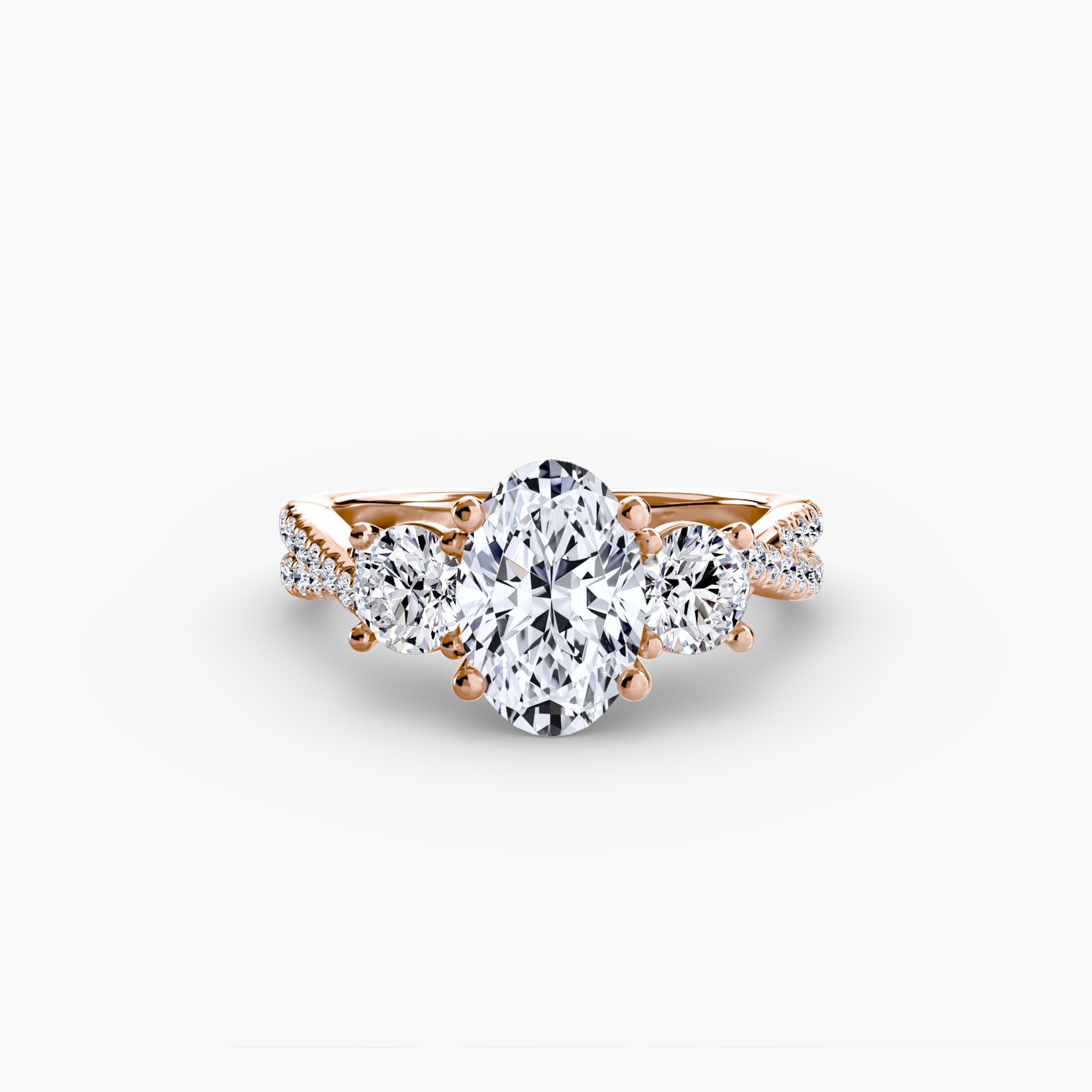 Der Drei Stein Ring mit Pavé Band 2