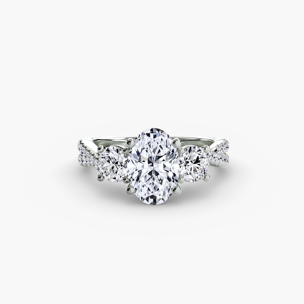 Der Drei Stein Ring mit Pavé Band 2