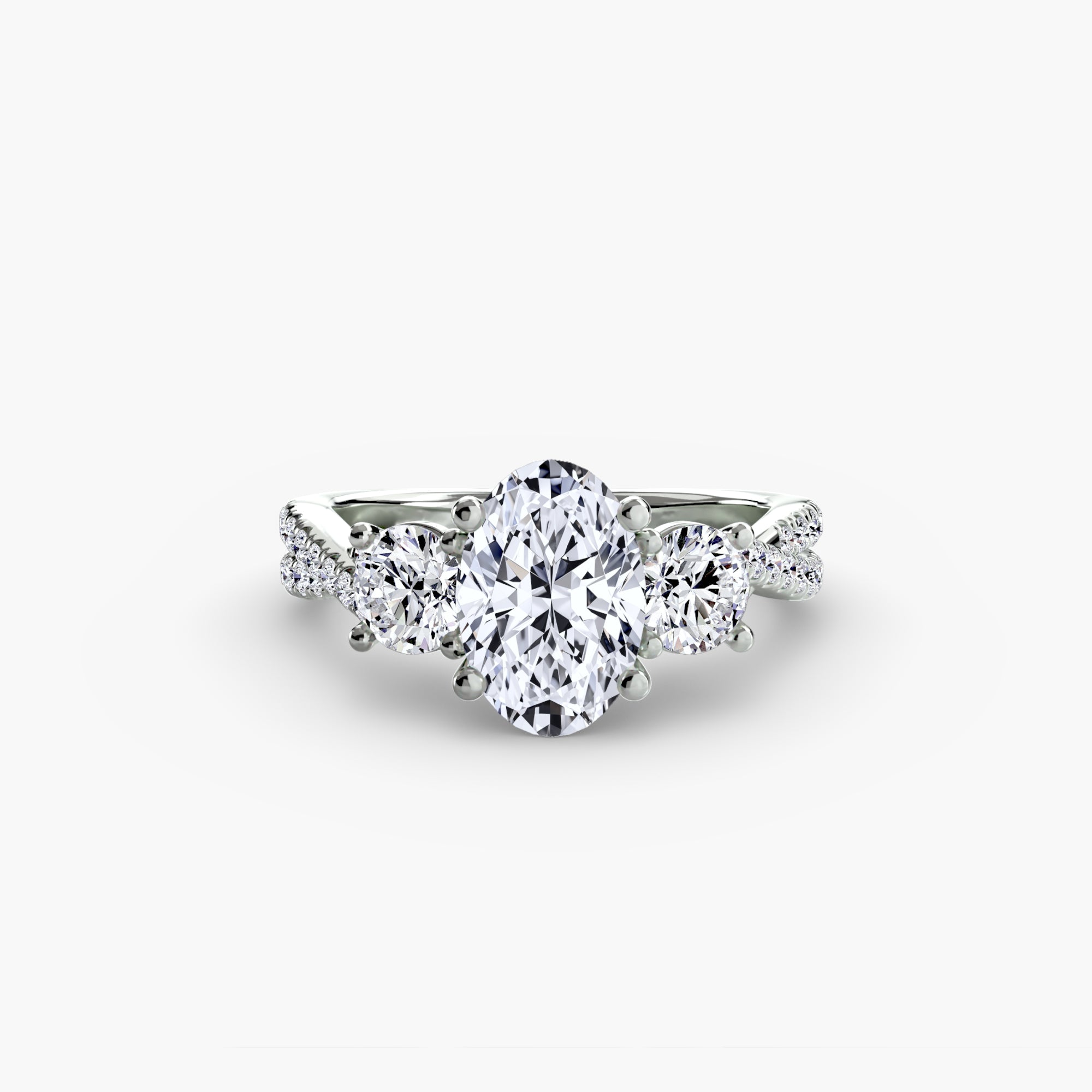 Der Drei Stein Ring mit Pavé Band 2