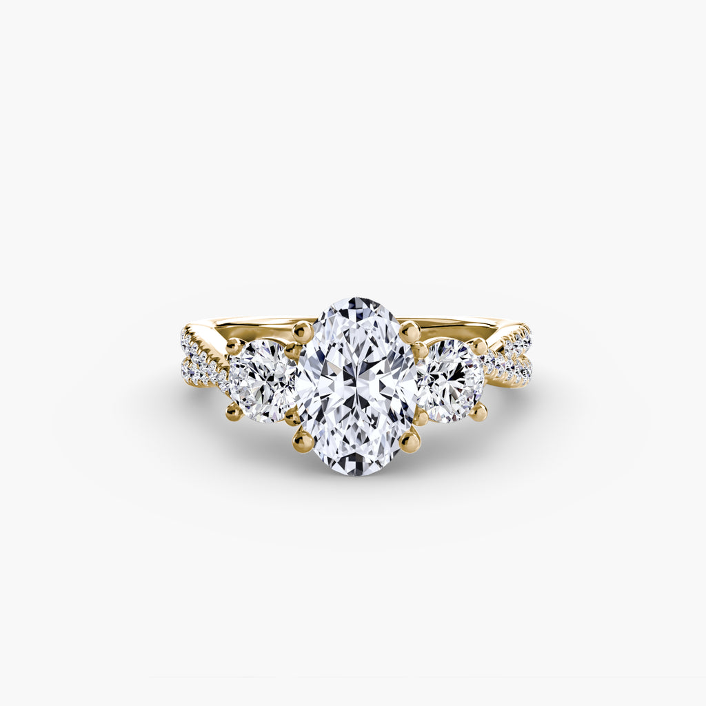 Der Drei Stein Ring mit Pavé Band 2