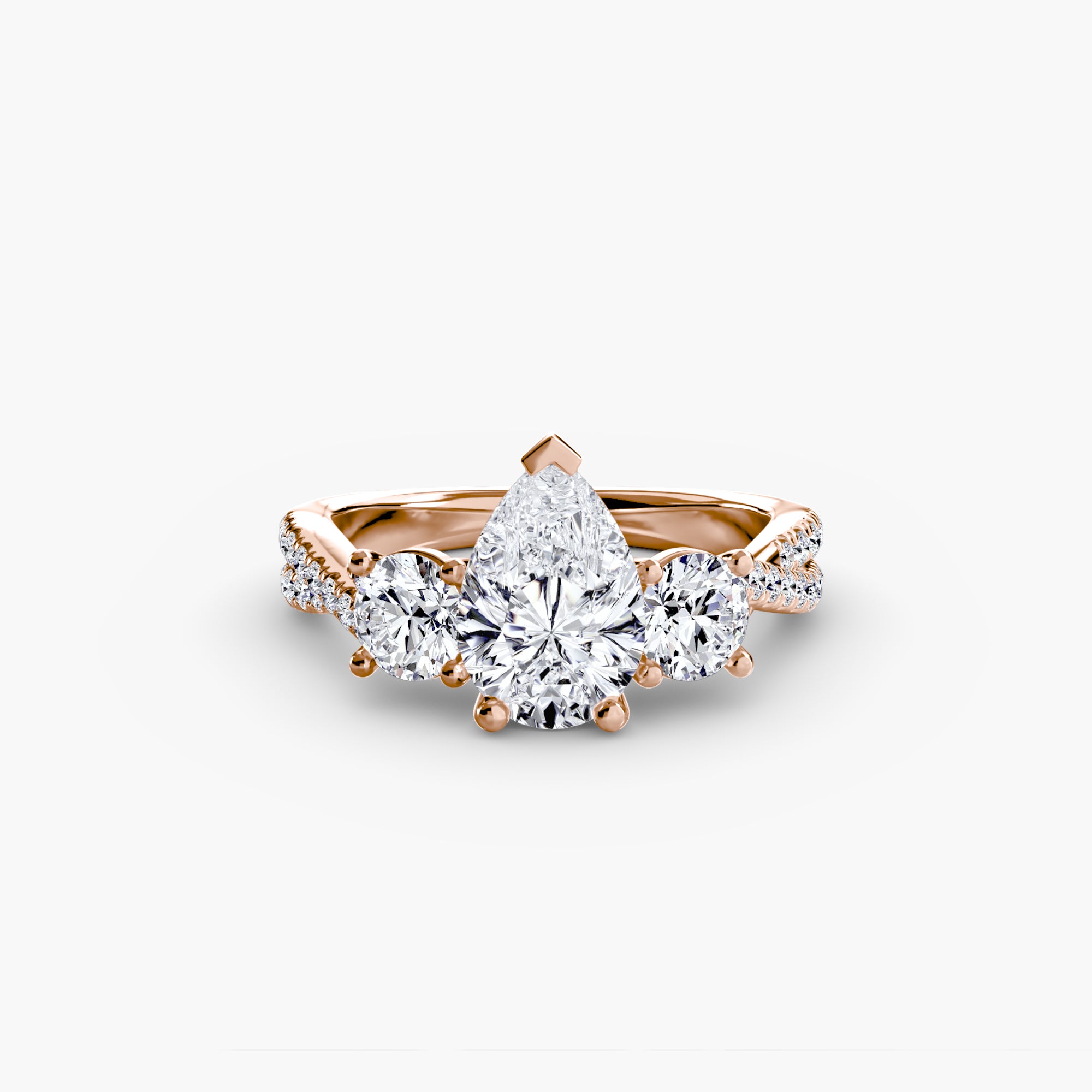 Der Drei Stein Ring mit Pavé Band 2