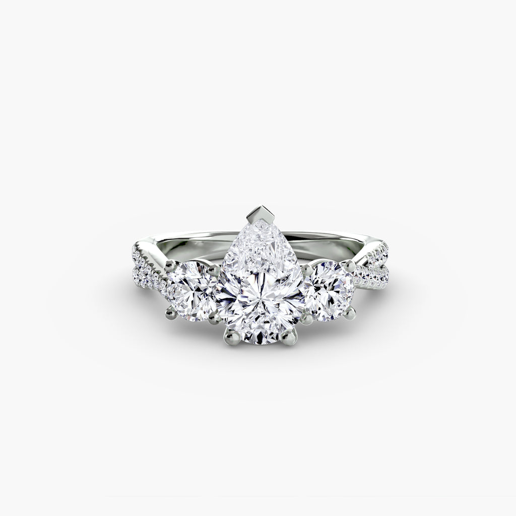 Der Drei Stein Ring mit Pavé Band 2