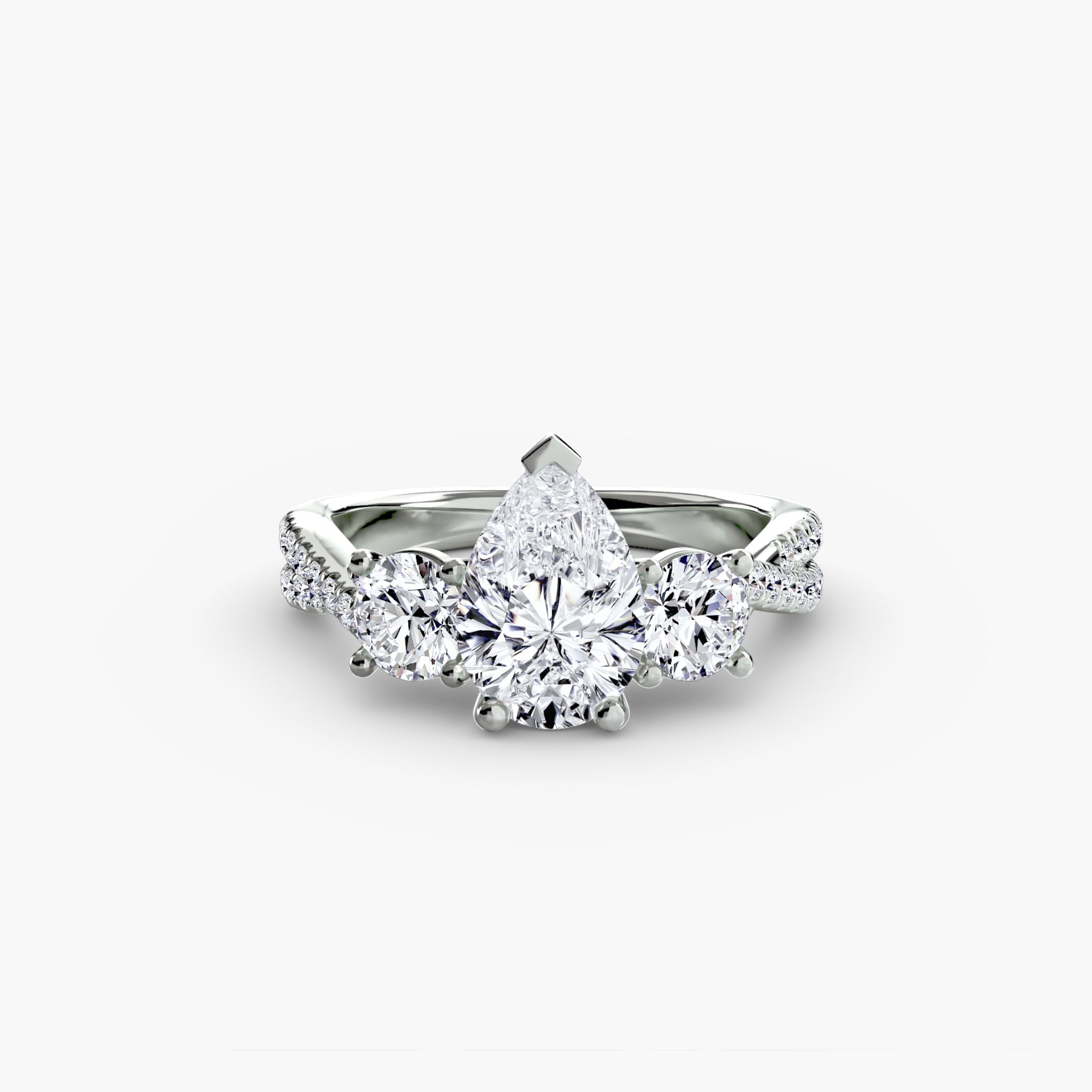 Der Drei Stein Ring mit Pavé Band 2
