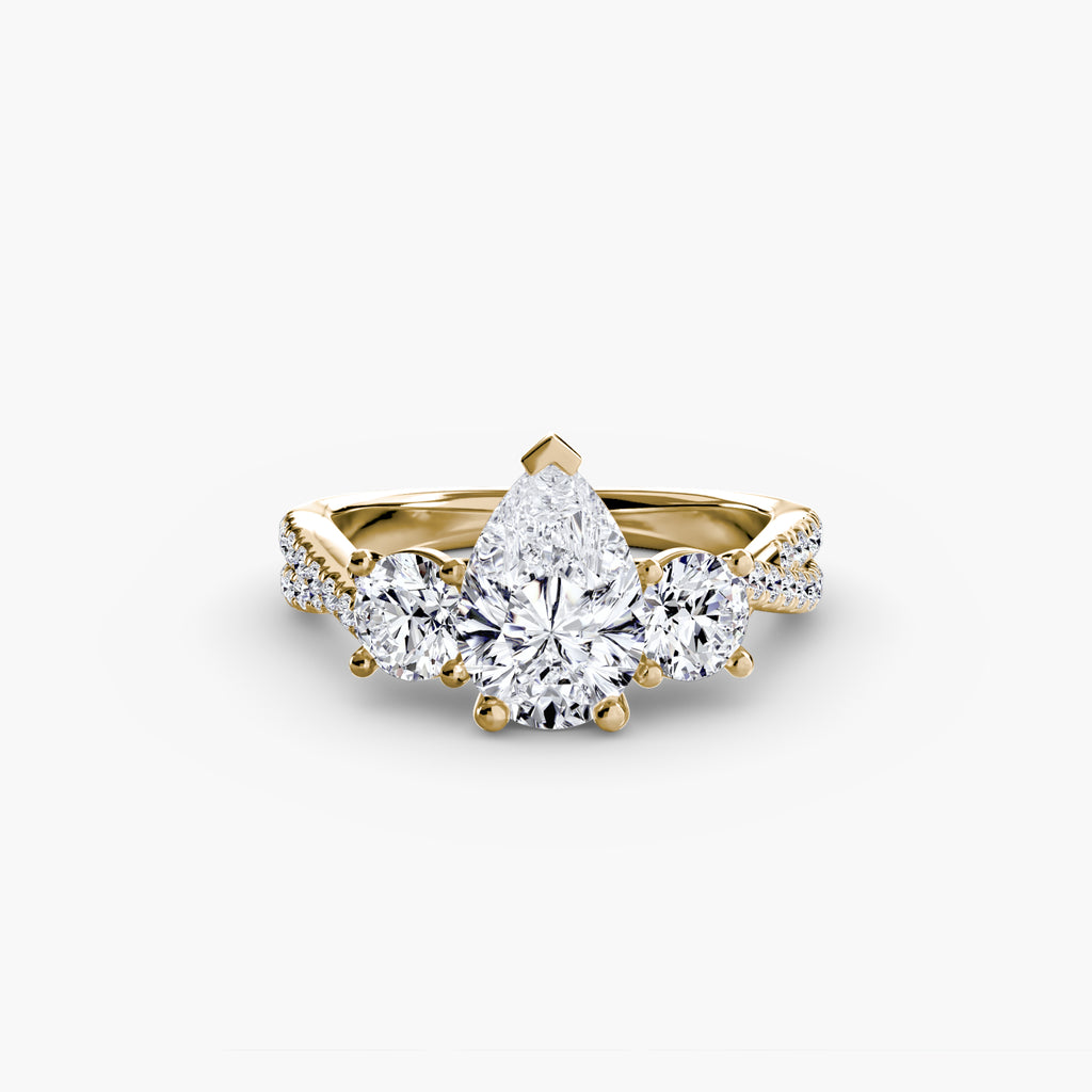 Der Drei Stein Ring mit Pavé Band 2