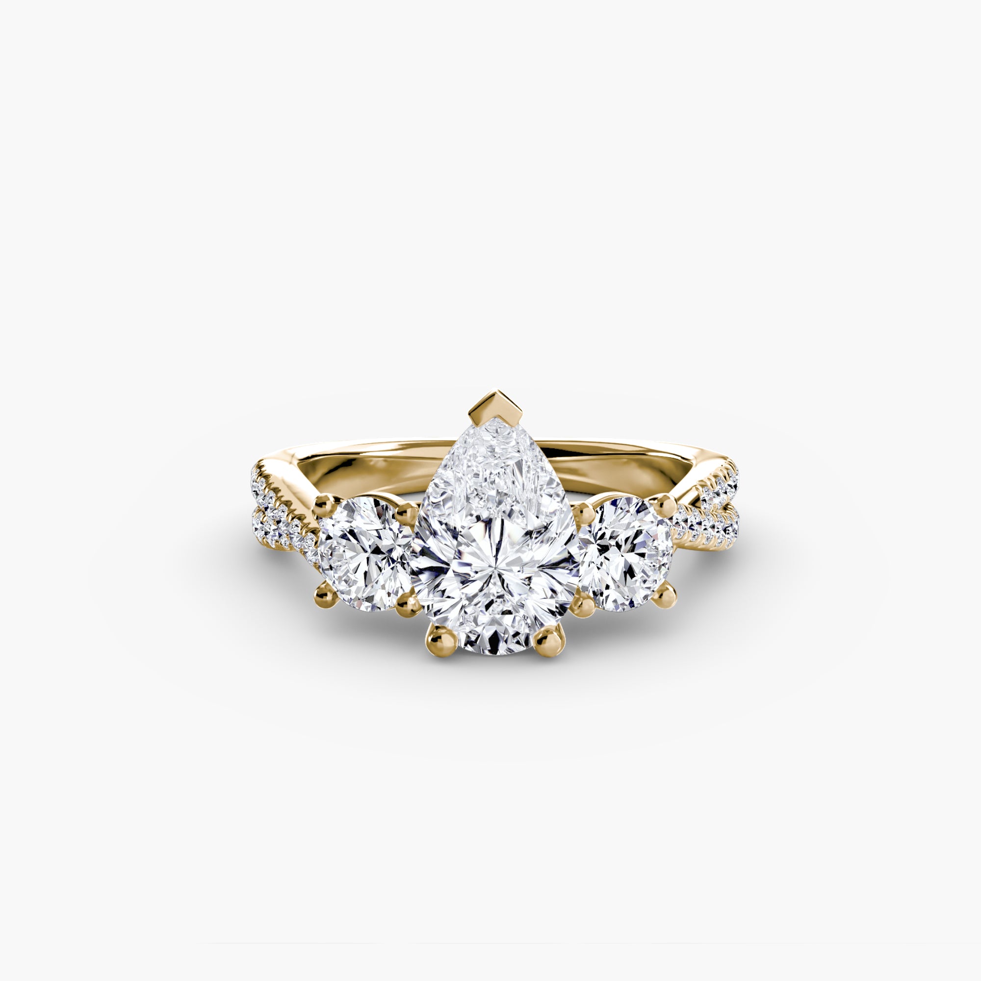 Der Drei Stein Ring mit Pavé Band 2