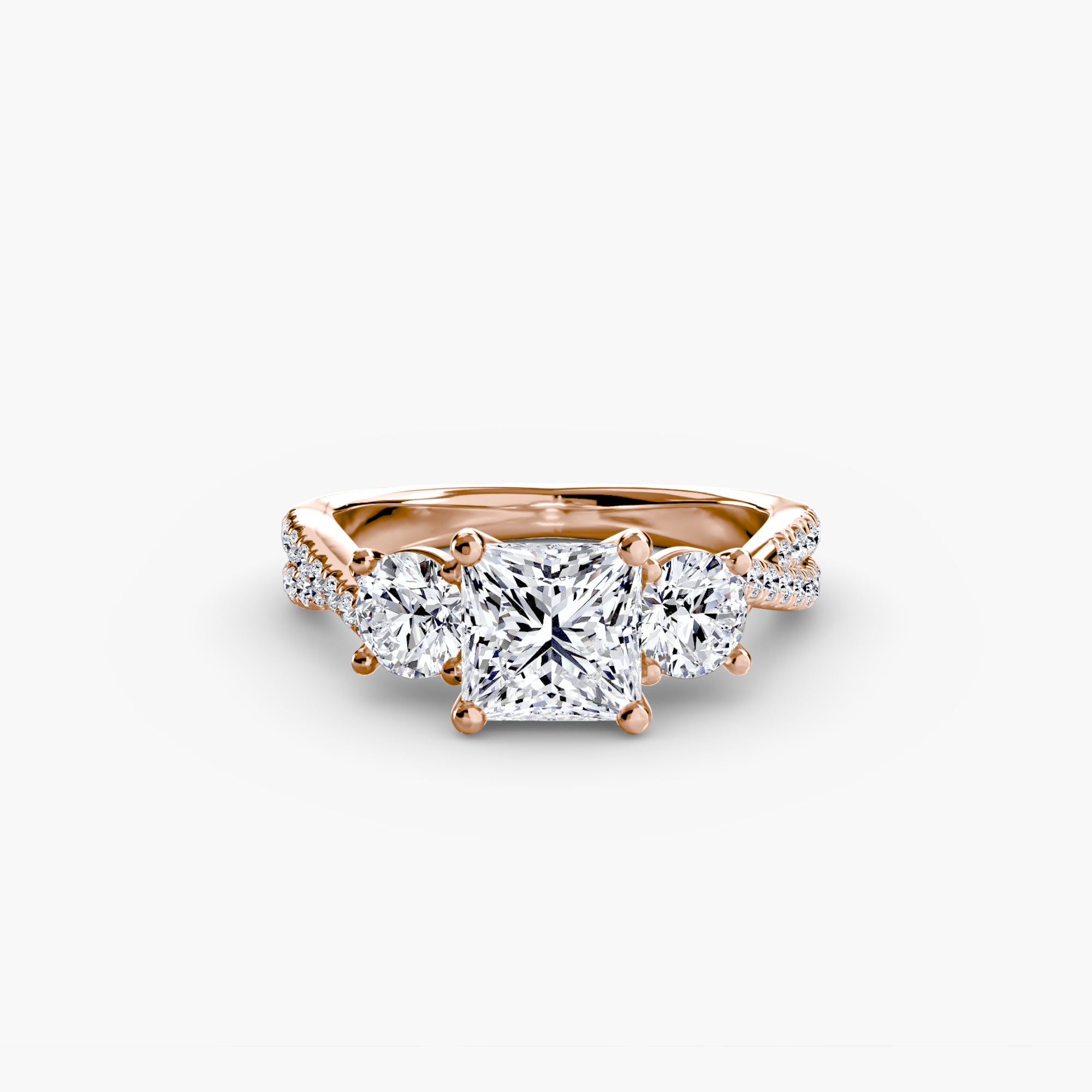 Der Drei Stein Ring mit Pavé Band 2