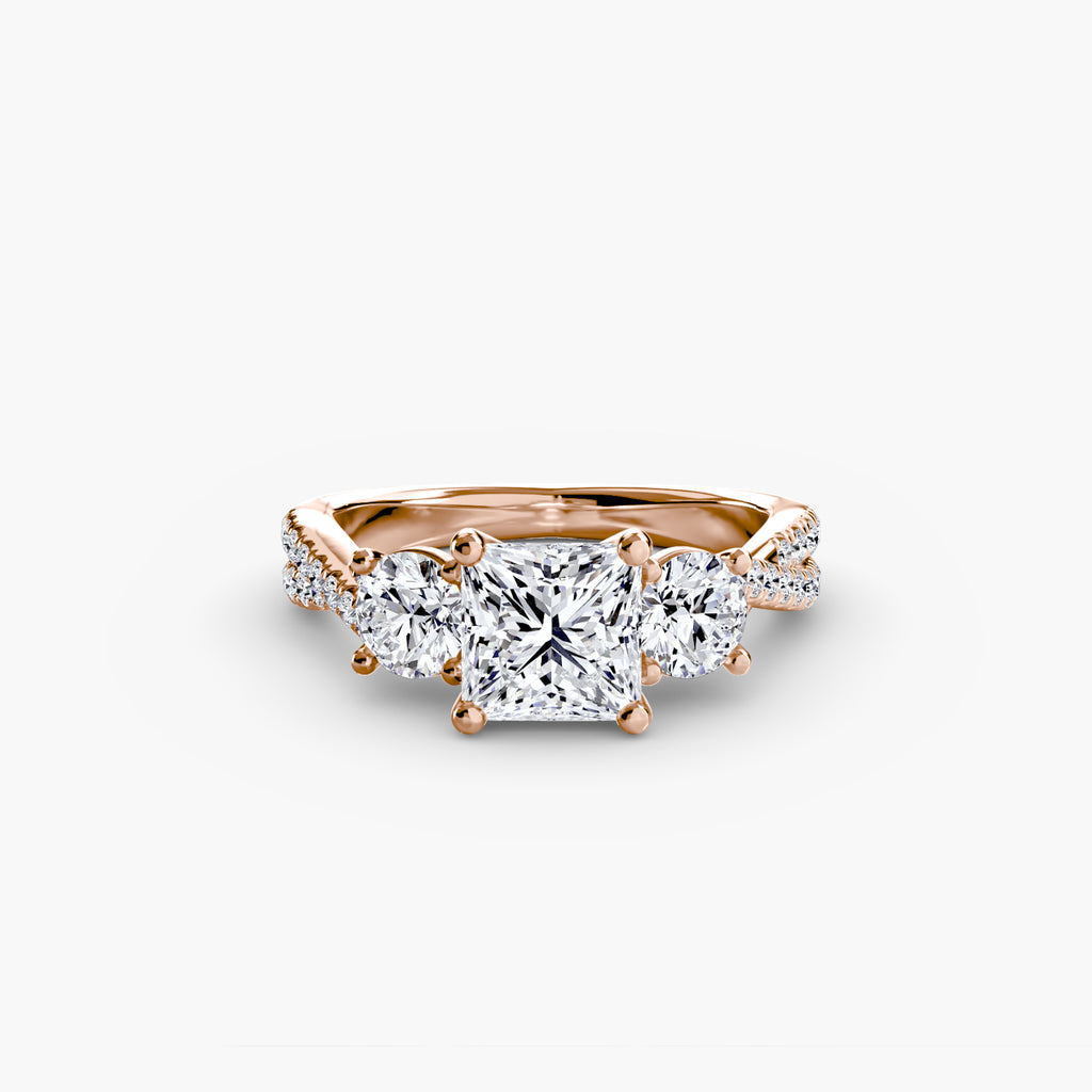 Der Drei Stein Ring mit Pavé Band 2