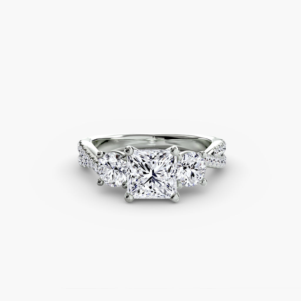 Der Drei Stein Ring mit Pavé Band 2