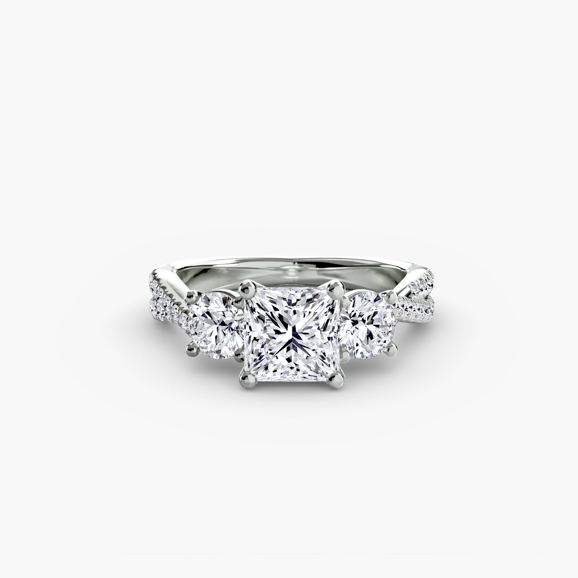 Der Drei Stein Ring mit Pavé Band 2