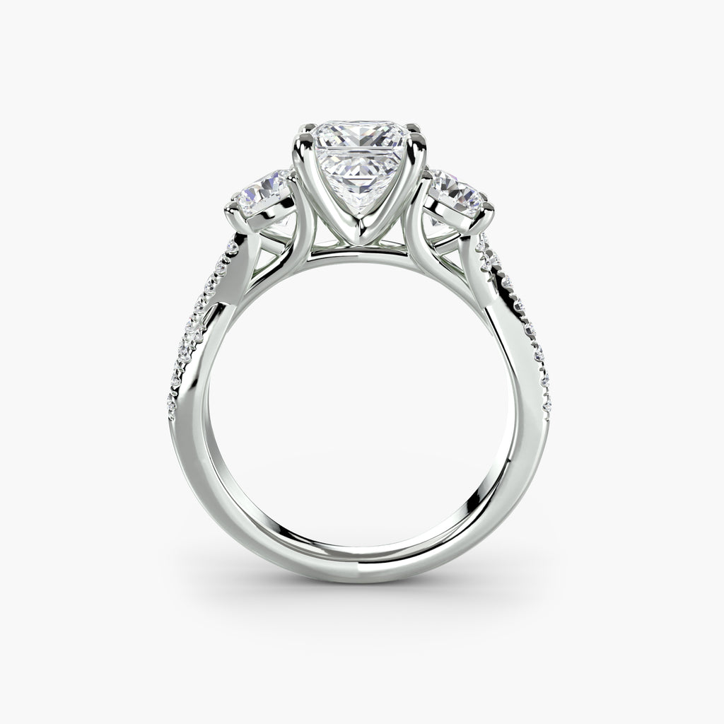 Der Drei Stein Ring mit Pavé Band 2