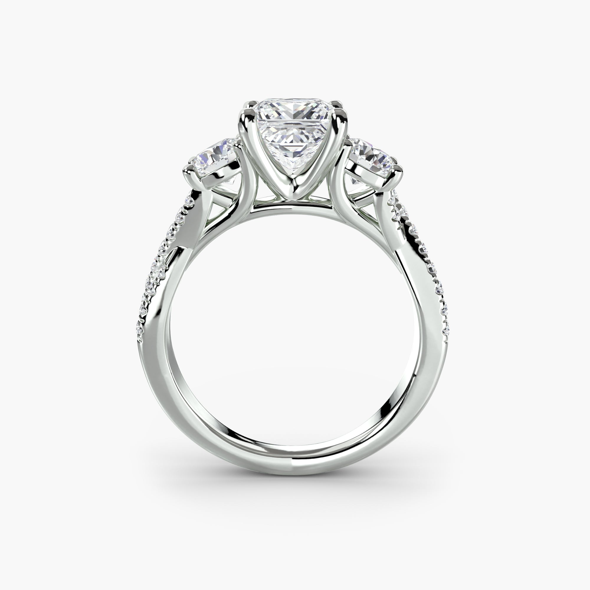 Der Drei Stein Ring mit Pavé Band 2