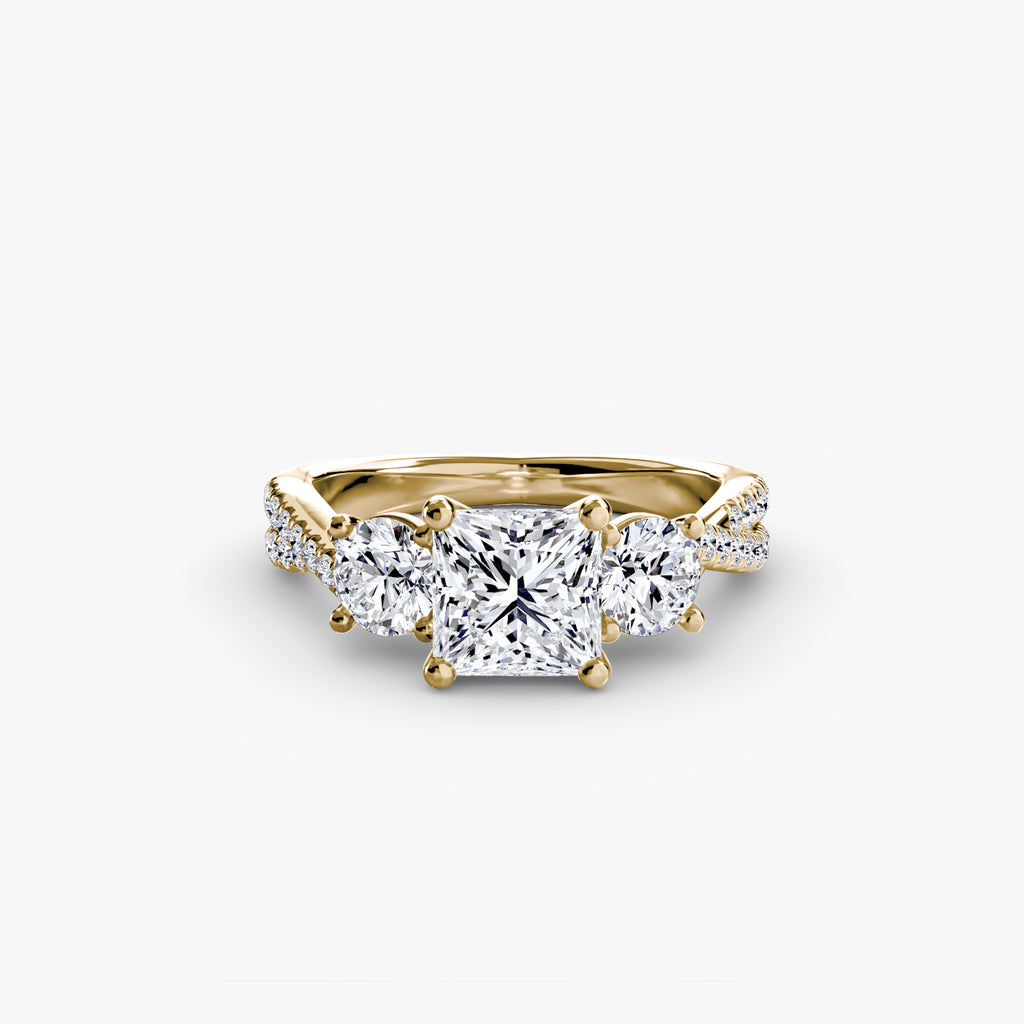 Der Drei Stein Ring mit Pavé Band 2