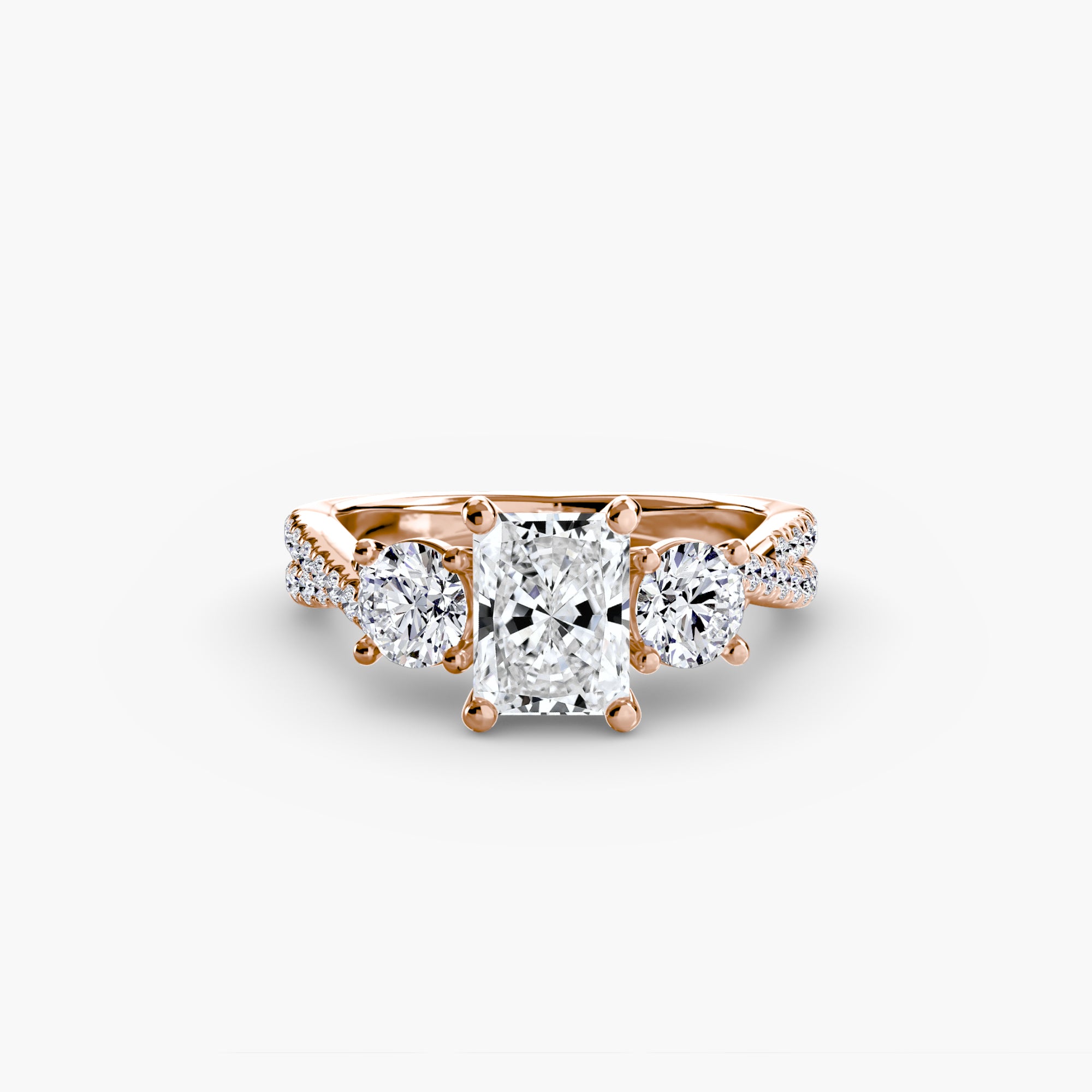Der Drei Stein Ring mit Pavé Band 2