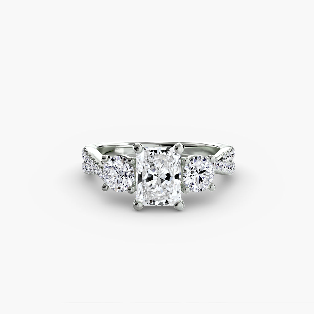 Der Drei Stein Ring mit Pavé Band 2