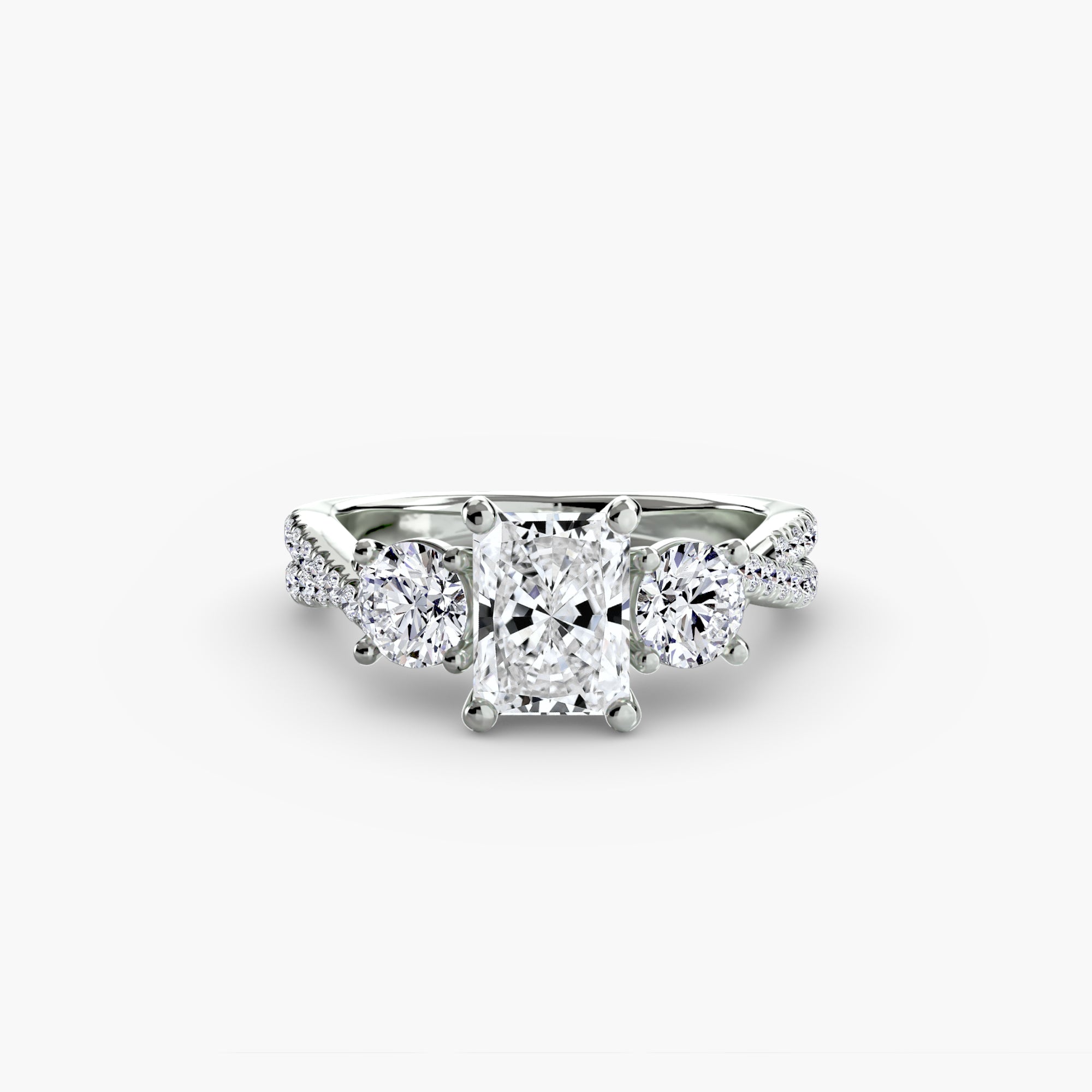 Der Drei Stein Ring mit Pavé Band 2