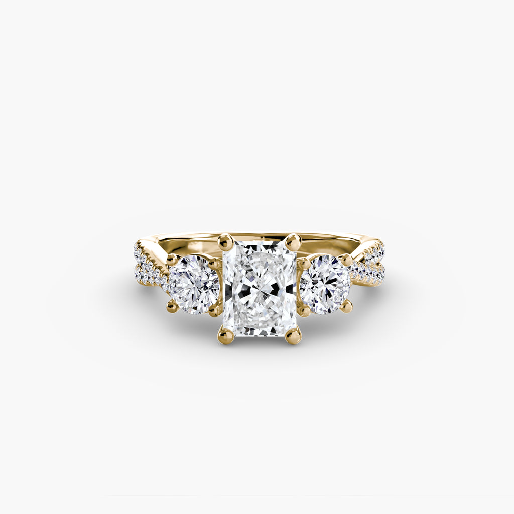Der Drei Stein Ring mit Pavé Band 2