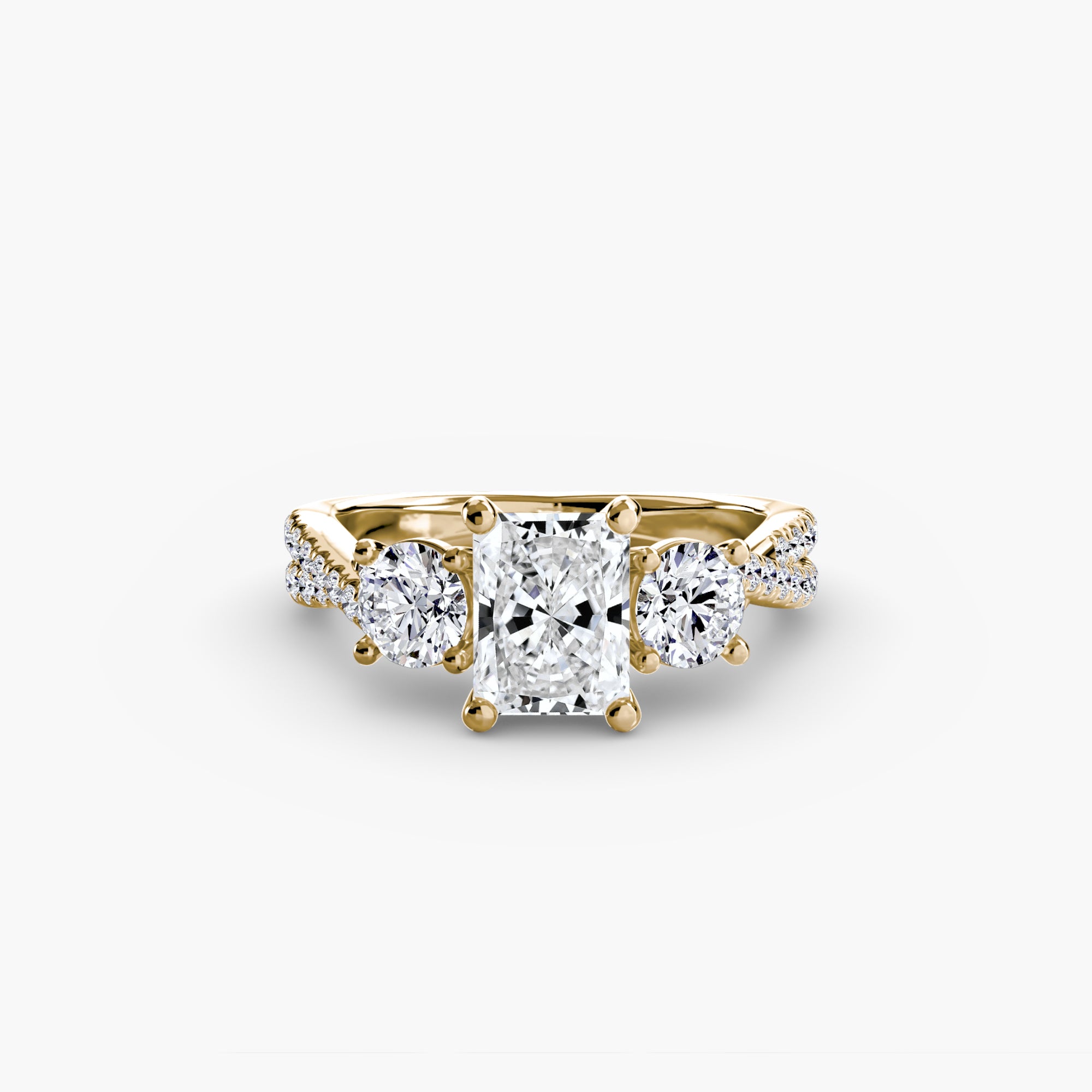 Der Drei Stein Ring mit Pavé Band 2