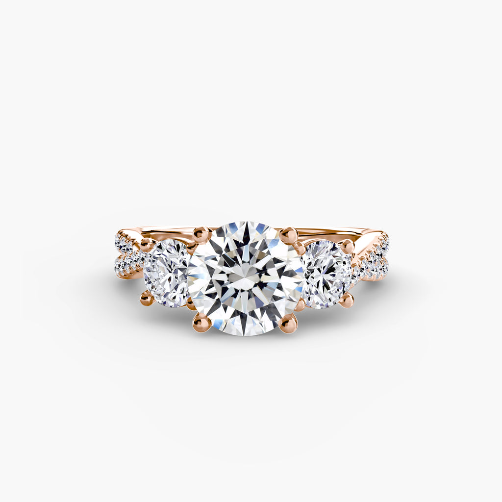 Der Drei Stein Ring mit Pavé Band 2