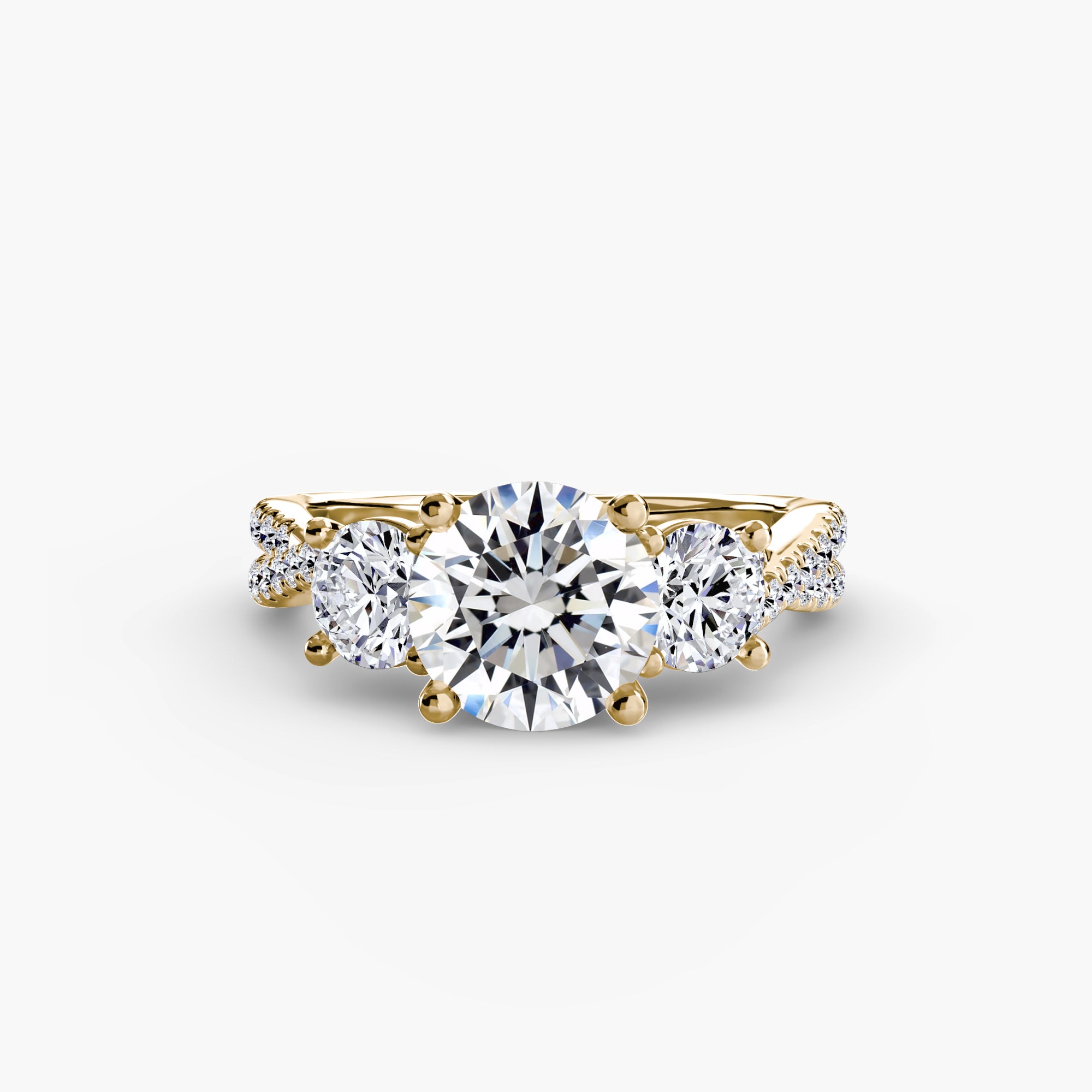Der Drei Stein Ring mit Pavé Band 2